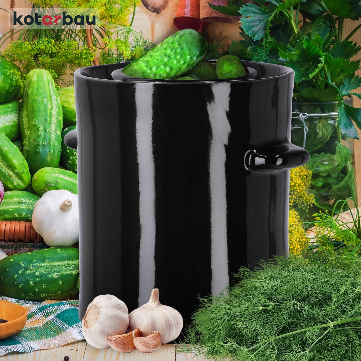 STONEWARE BARREL HERMETIC POT 5L STONEWARE PICKLING CUCUMBERS CABBAGE Capacity 5 l