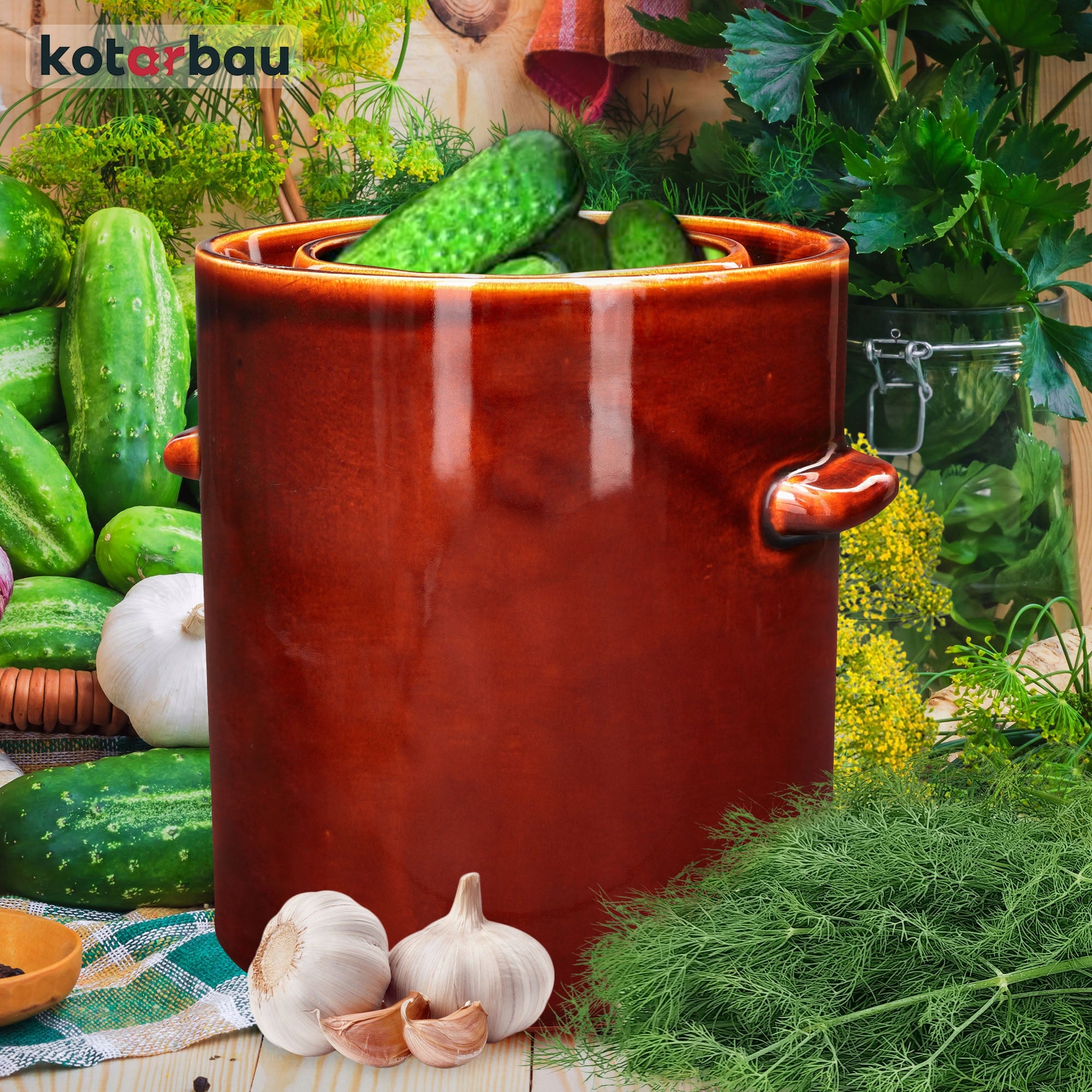 STONEWARE BARREL POT 10L HERMETIC STONEWARE FOR PICKING CUCUMBER CABBAGE Brand Kotarbau