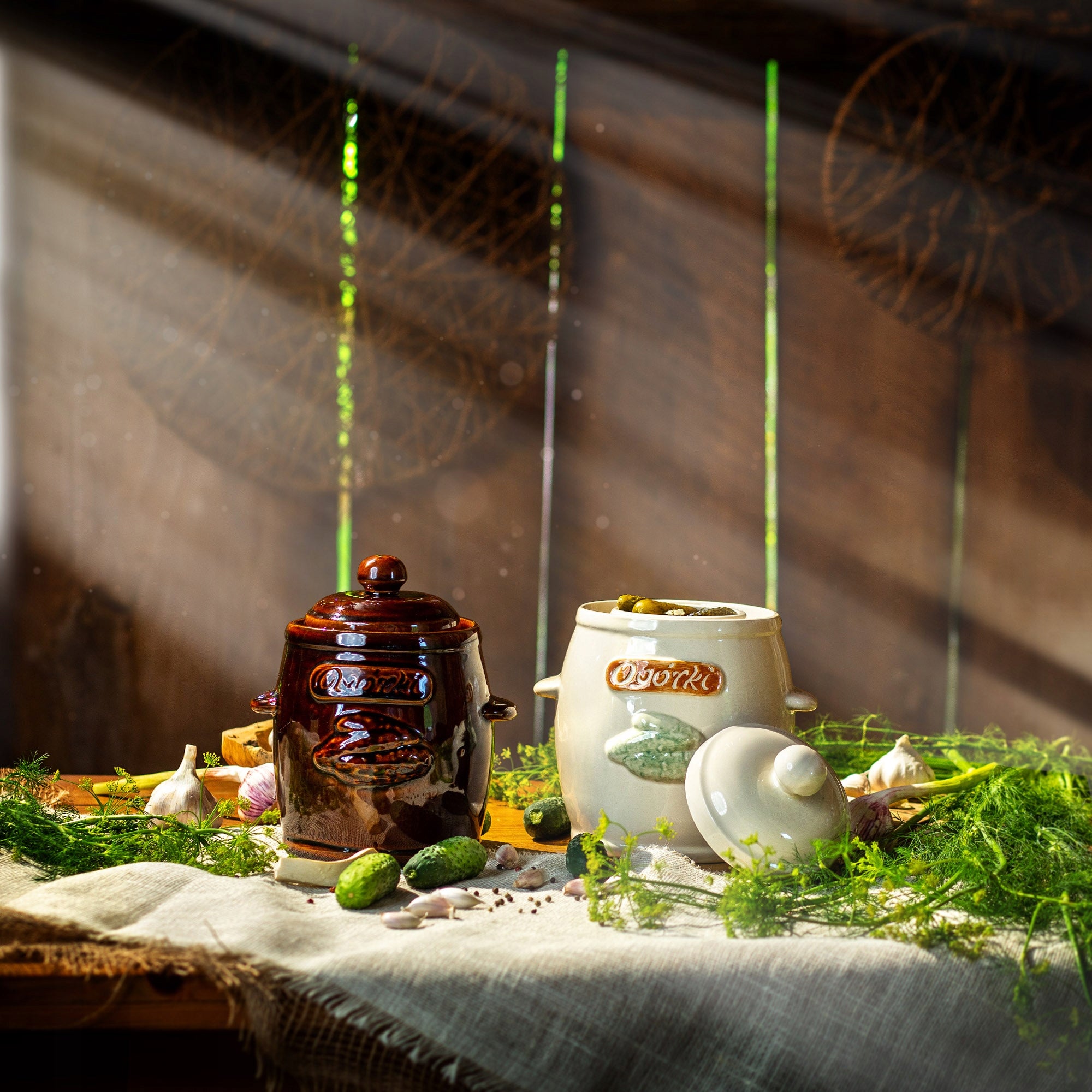 STONEWARE BARREL POT STONEWARE 5L FOR PICKLING CABBAGE CUCUMBERS COLLAR Color brown