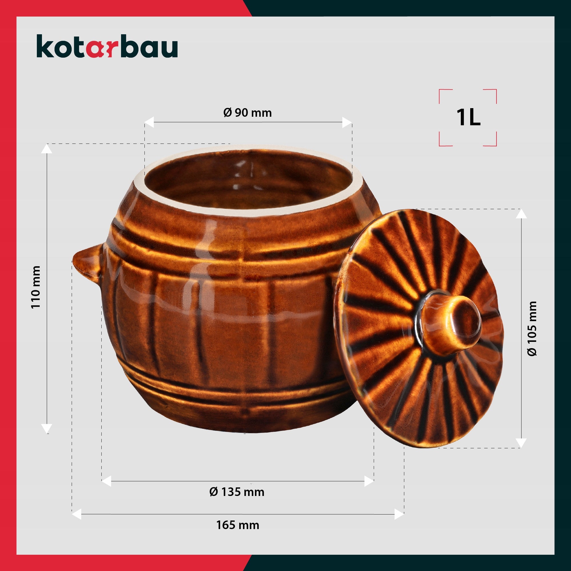 STONEWARE CERAMIC BARREL 1L STONEWARE POT FOR PICKING CUCUMBER CABBAGE EAN (GTIN) 5907465980500