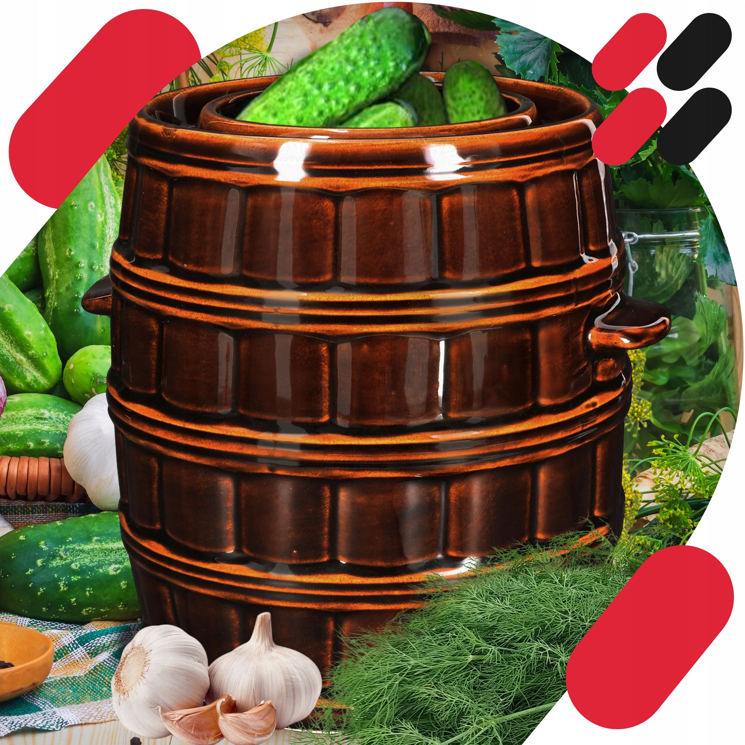 STONEWARE POT 16L STONEWARE BARREL FOR PICKING CUCUMBER CABBAGE COLLAR Brand Kotarbau