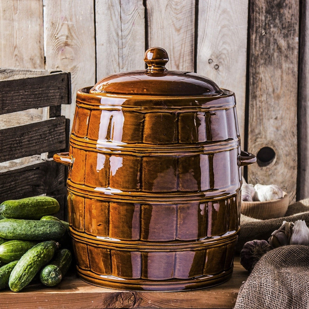 STONEWARE POT barrel for pickling cabbage 16 l K3 Color brown