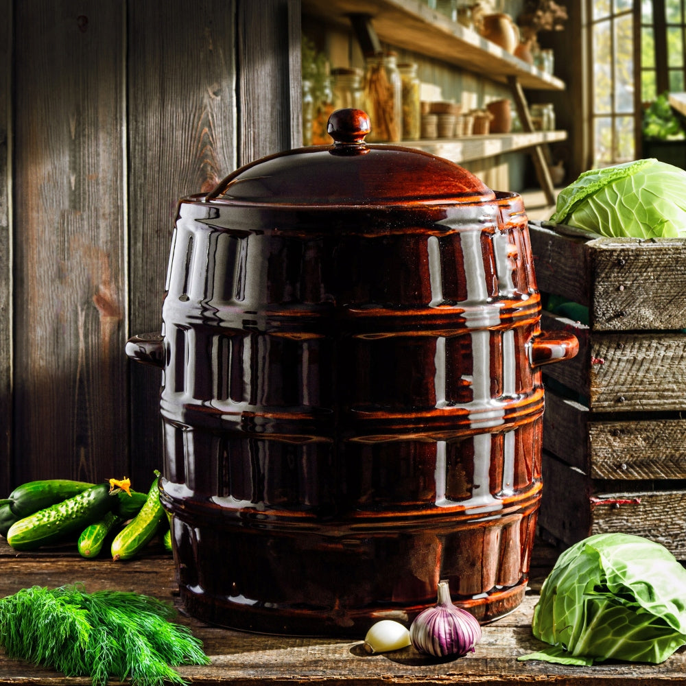 STONEWARE POT barrel for pickling cabbage 25 l K3 Color brown