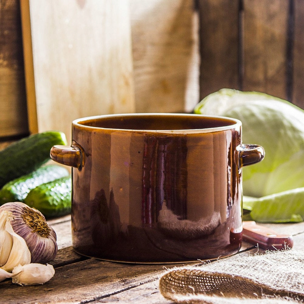 STONEWARE POT barrel for sauerkraut 2 l K3 Color brown