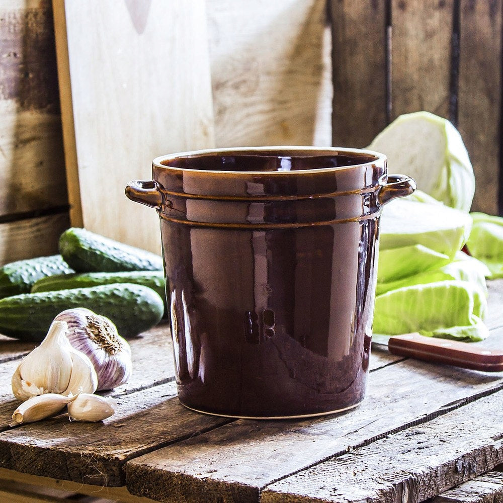 STONEWARE POT barrel for sauerkraut 2 l K3 Color brown