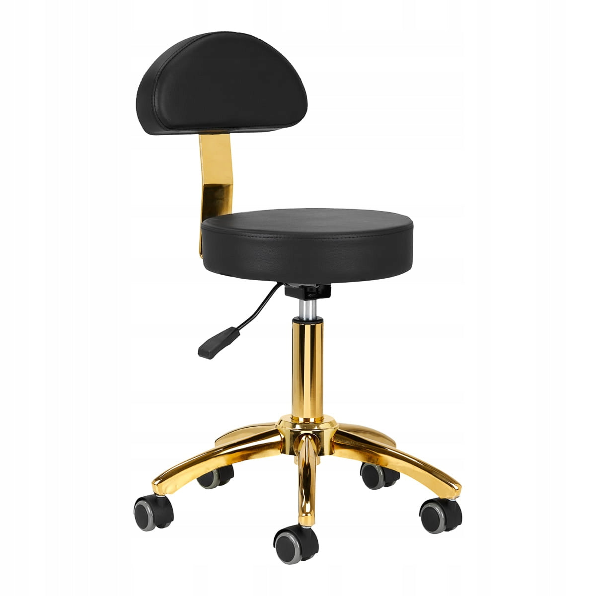 STOOL COSMETIC CHAIR STOOL WITH BACKREST ON WHEELS GOLD BLACK