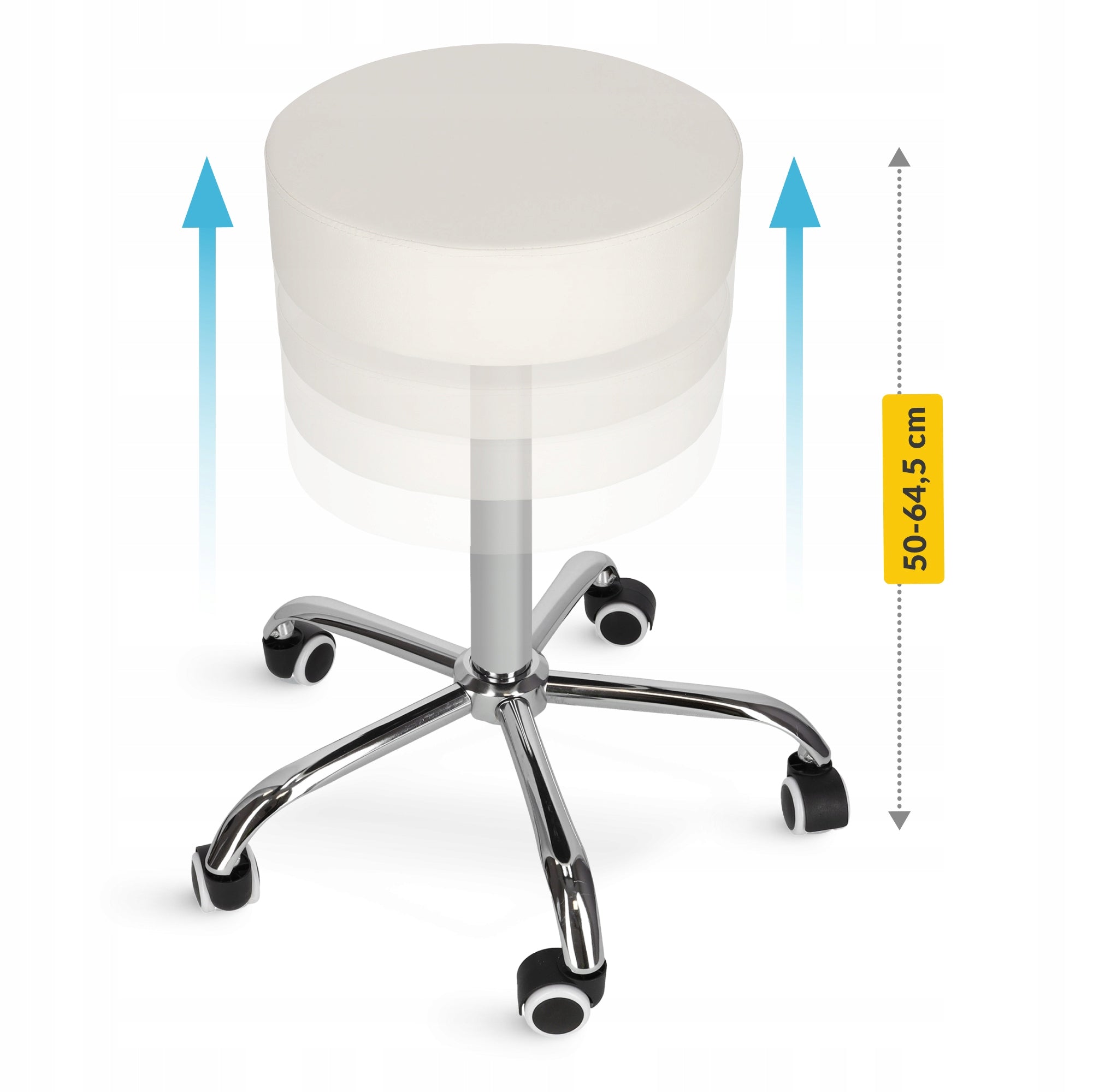 STOOL SWIVEL CIRCLE OFFICE EQUIPMENT WITH COSMETIC WHEELS PURE Manufacturer code Taboret obrotowy na kółkach MS06