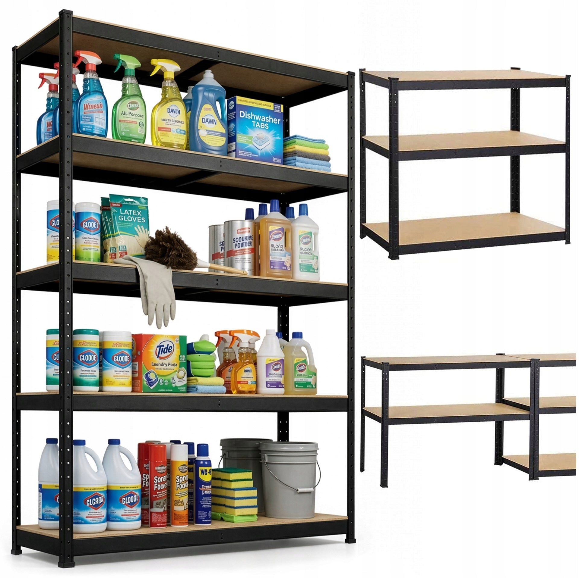 STORAGE RACK 150x75x30 cm metal GARAGE WITH SHELVES 625kg