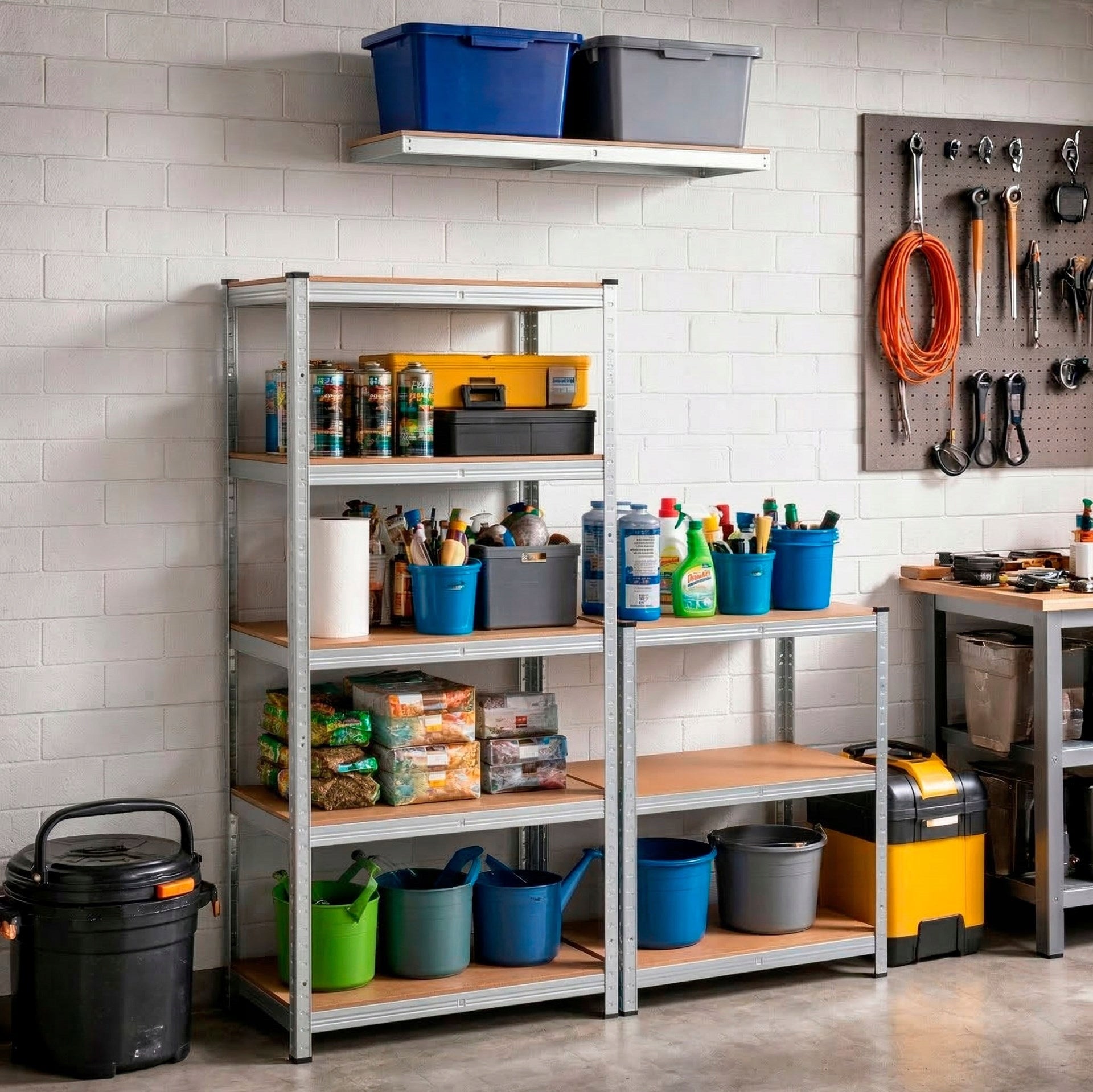 STORAGE RACK 150x75x30 cm metal GARAGE pressed WITH SHELVES 625kg Packaging status original