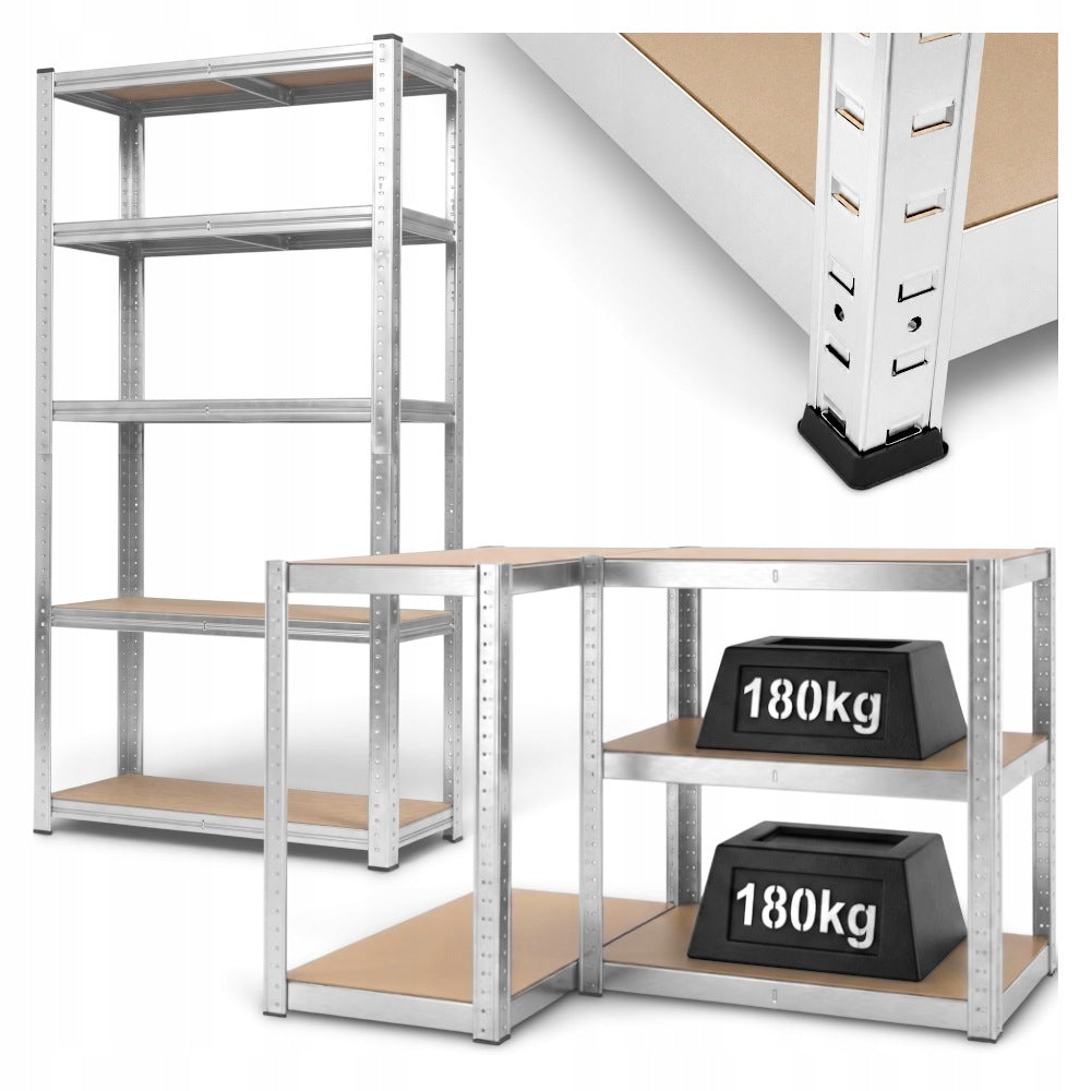 STORAGE RACK 150x75x30CM METAL GALVANIZED AND PAINTED 5 SHELVES 900 KG.
