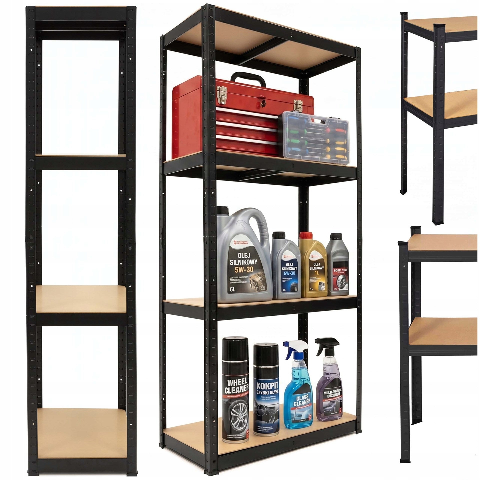 STORAGE RACK 174x80x40 cm metal GARAGE pressed WITH 4 SHELVES 700kg