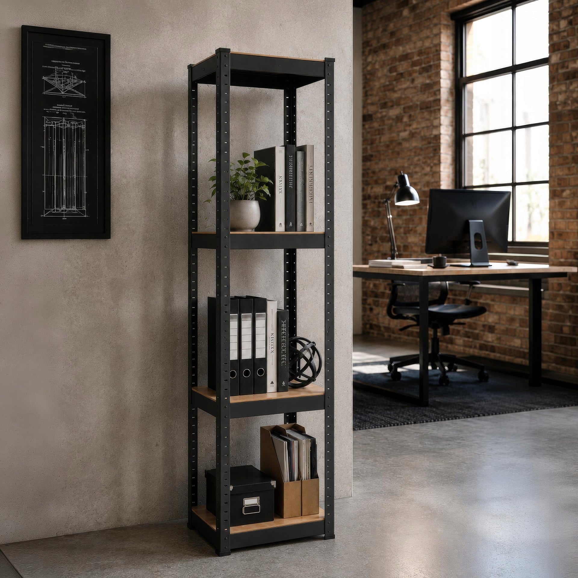 STORAGE RACK 180x40x40 cm metal GARAGE pressed WITH 4 SHELVES 400kg Manufacturer Springos