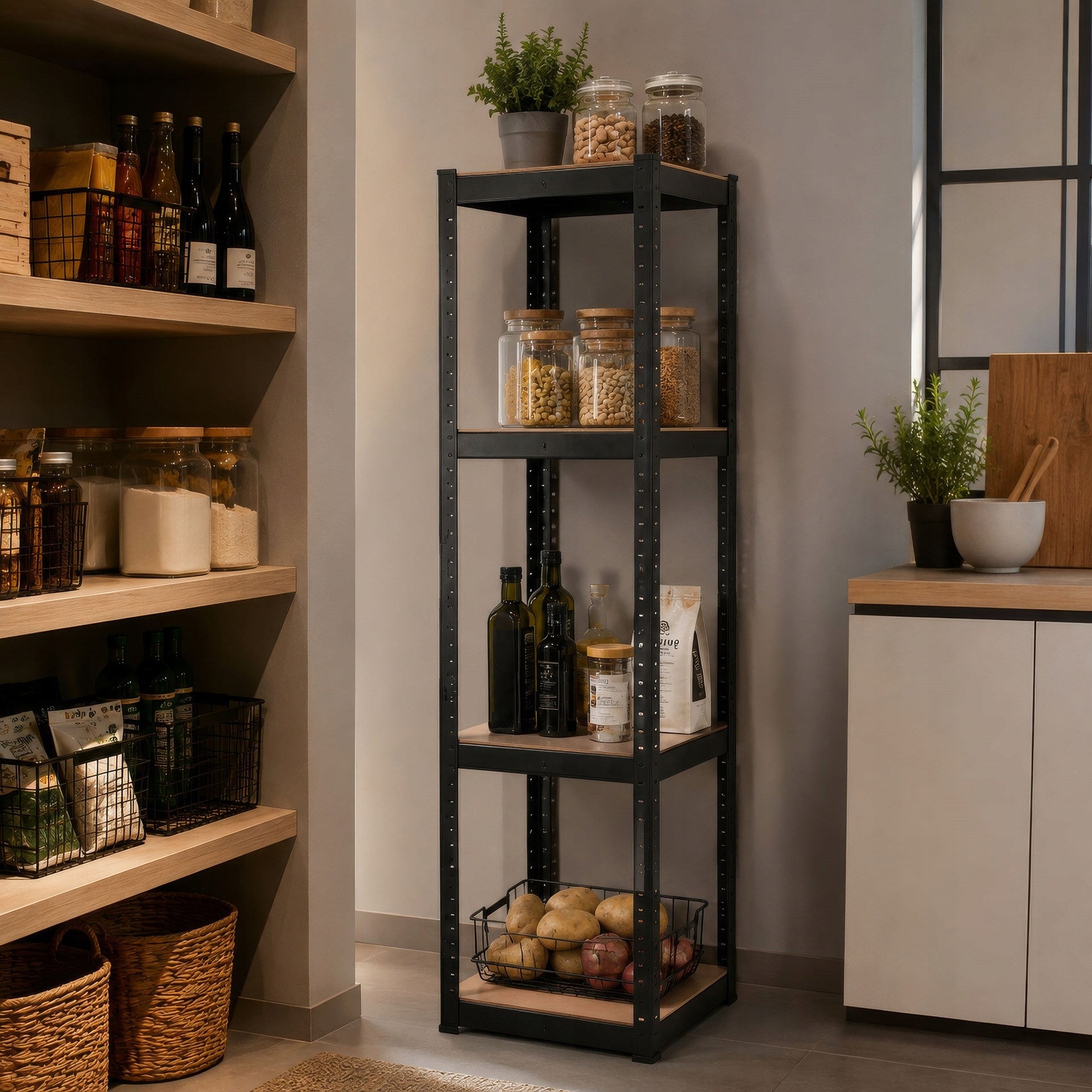 STORAGE RACK 180x40x40 cm metal GARAGE pressed WITH 4 SHELVES 400kg Packaging status original