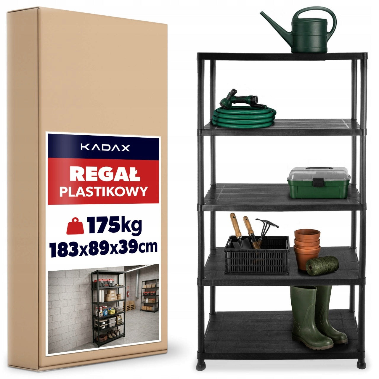 STORAGE RACK 180x90x40 cm 175 kg GARAGE 5-LEVEL FOR BASEMENT SHELF Packaging status original