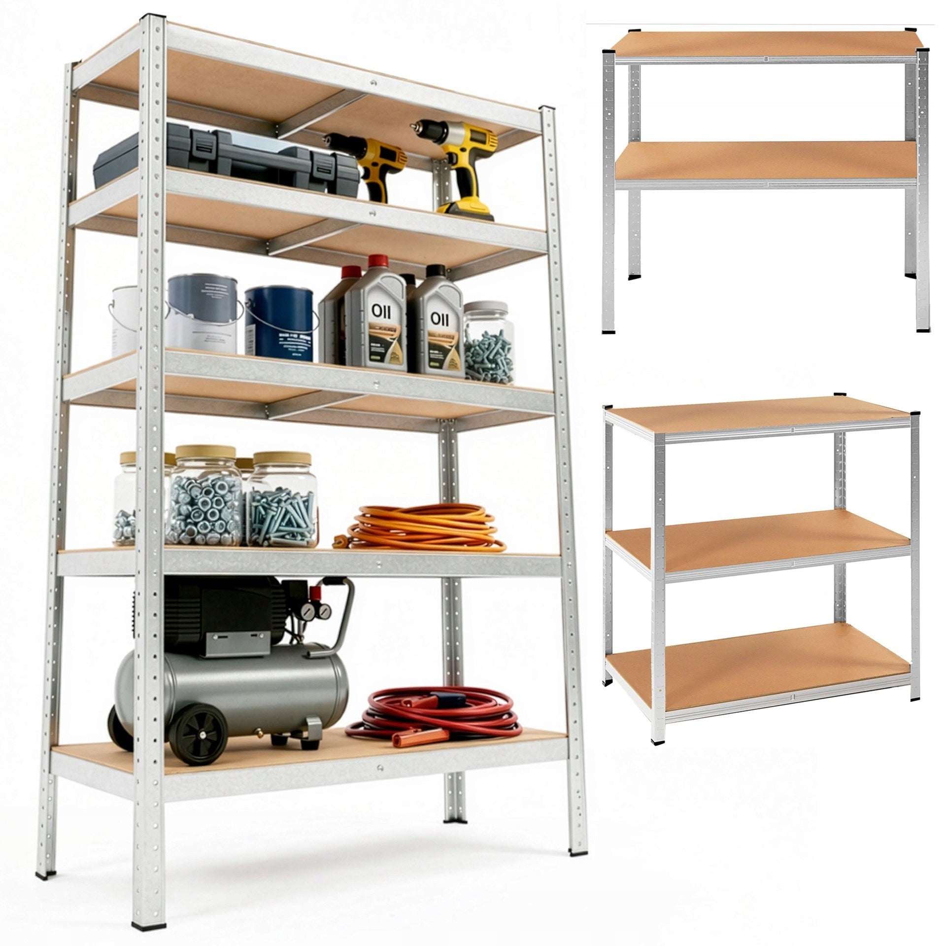 STORAGE RACK 180x90x40 cm metal GARAGE pressed WITH SHELVES 875kg