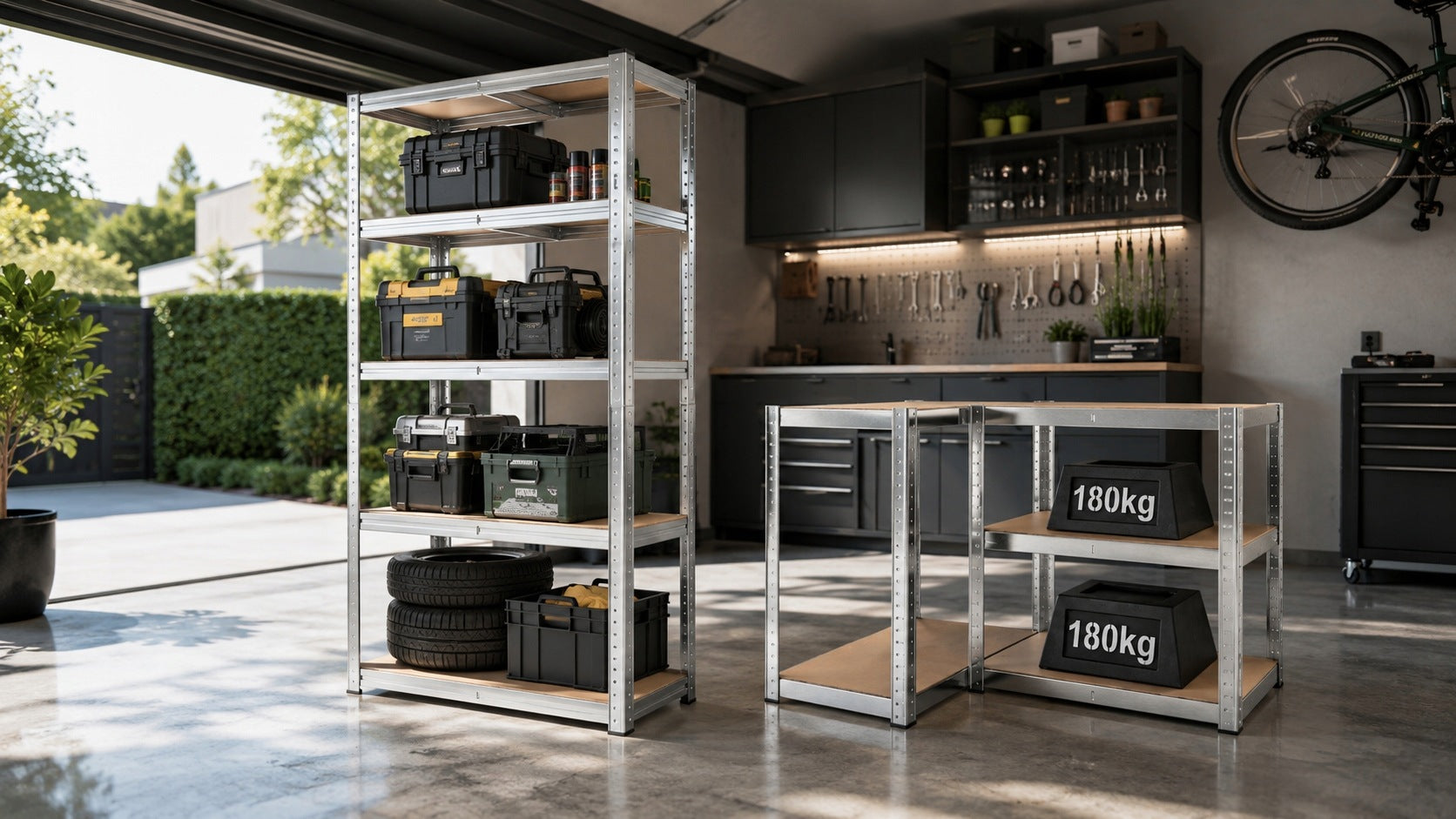 STORAGE RACK 180x90x40cm METAL GARAGE WITH SHELVES STRONG 900kg GALVANIZED Packaging status original