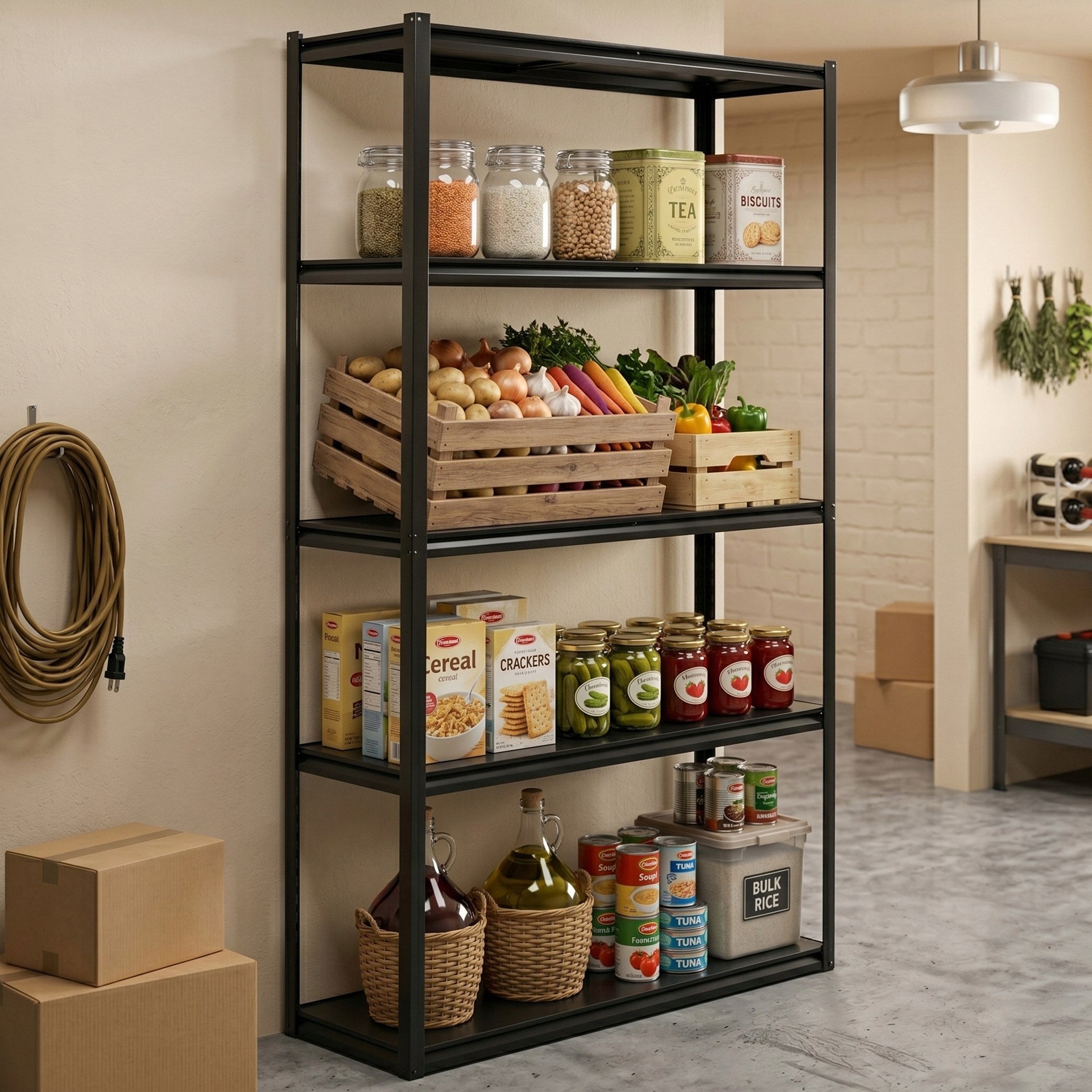 STORAGE RACK 200x120x40 cm metal GARAGE pressed WITH 5 SHELVES 750kg Rack material metal