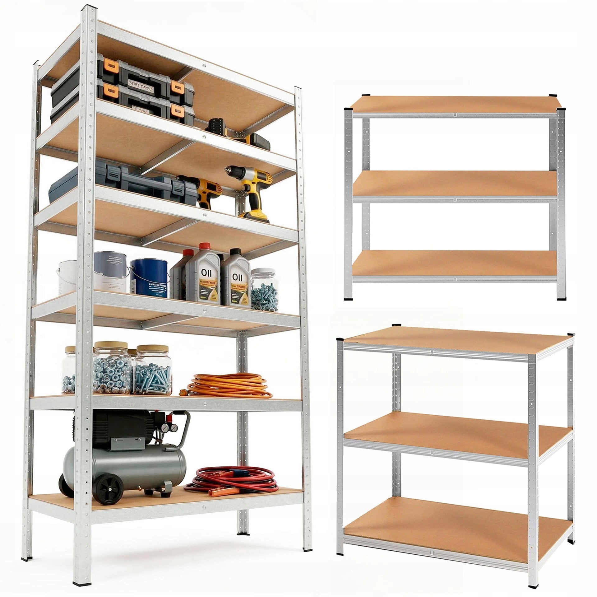 STORAGE RACK 220x110x50 cm metal GARAGE pressed WITH SHELVES 900kg