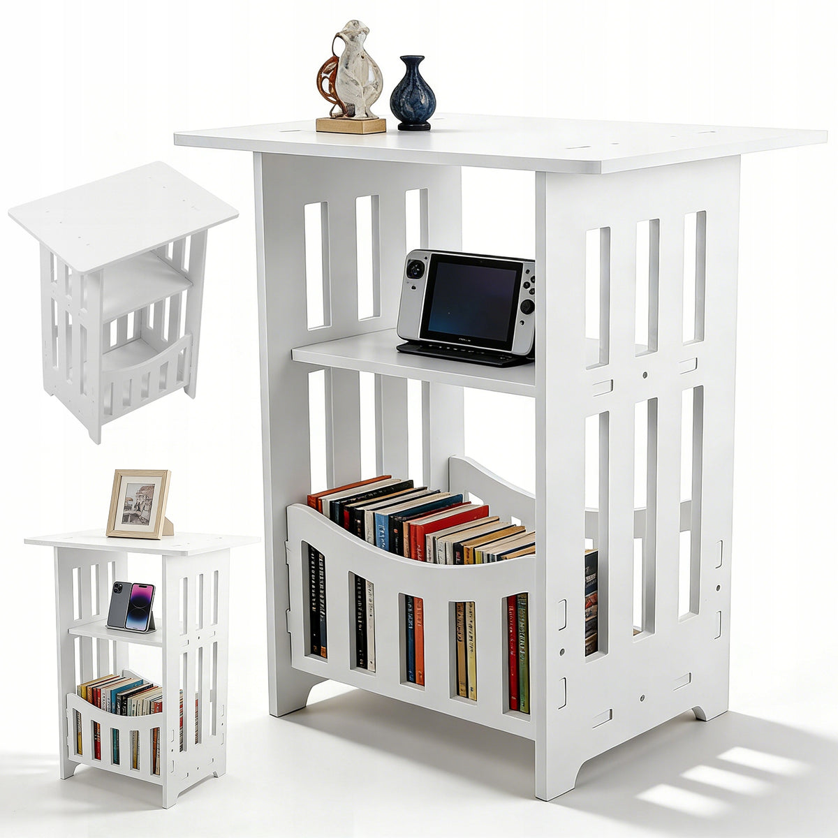 STORAGE RACK 3 LEVELS WHITE MINIMALISM FOR SMALL SPACES