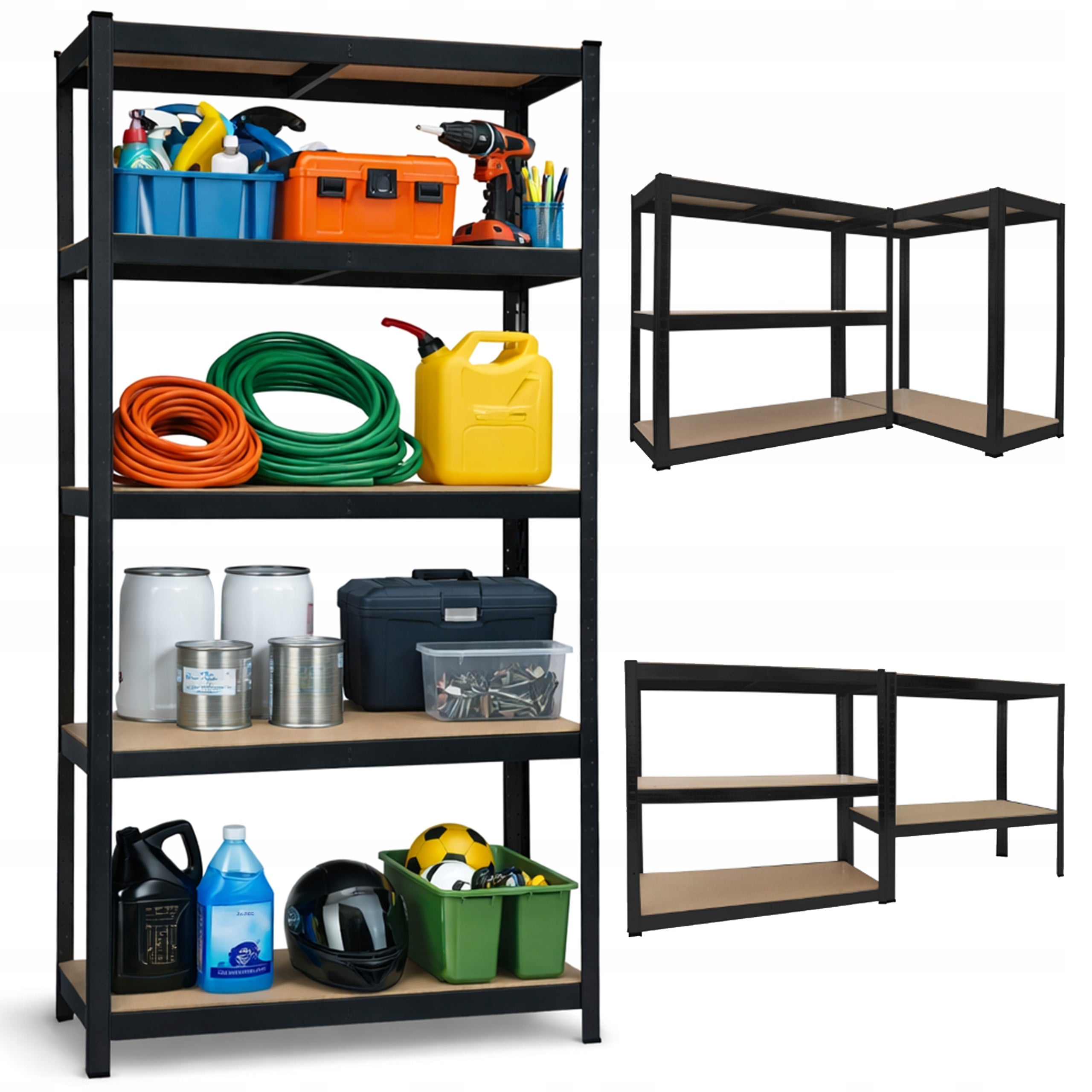 STORAGE RACK METAL CABINET SHELF BASEMENT GARAGE 150x75x30cm BLACK
