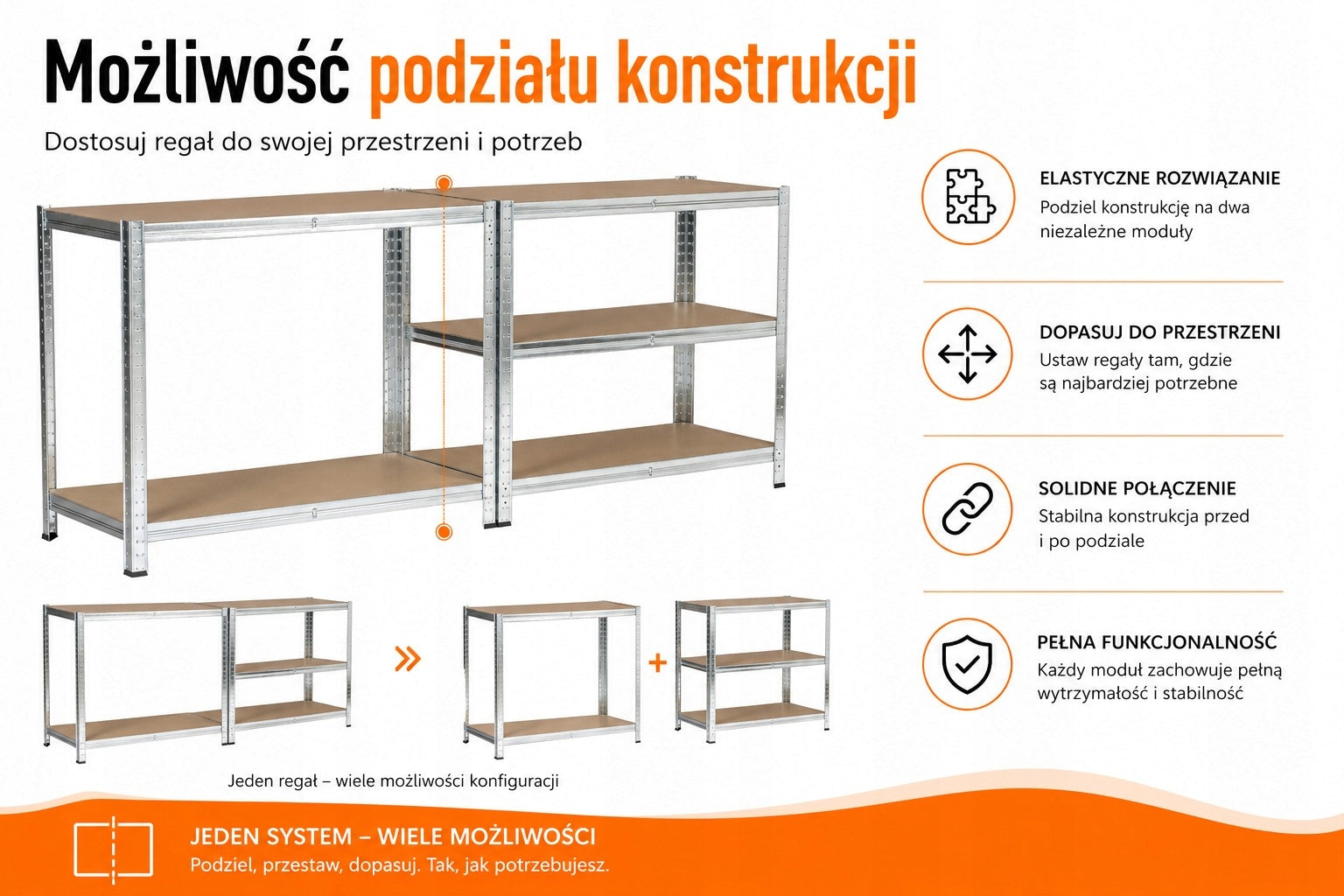 STORAGE RACK NECO 180x90x40 cm 875 KG MDF for garage shop for warehouse Manufacturer code 5900415058014