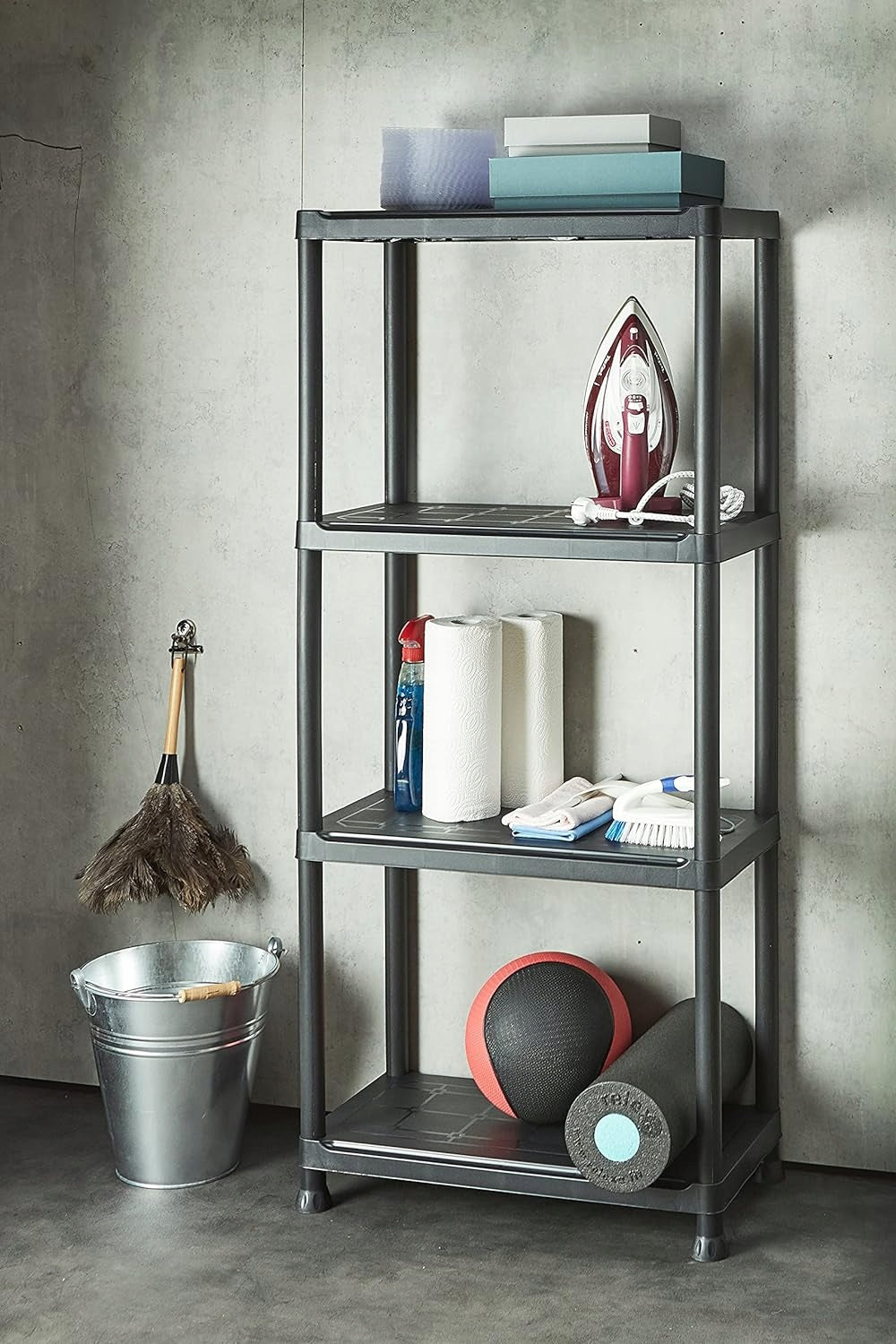 STORAGE RACK PLASTIC GARAGE PANTRY BASEMENT GARAGE 4 SHELVES 100kg Manufacturer code 5905523062649