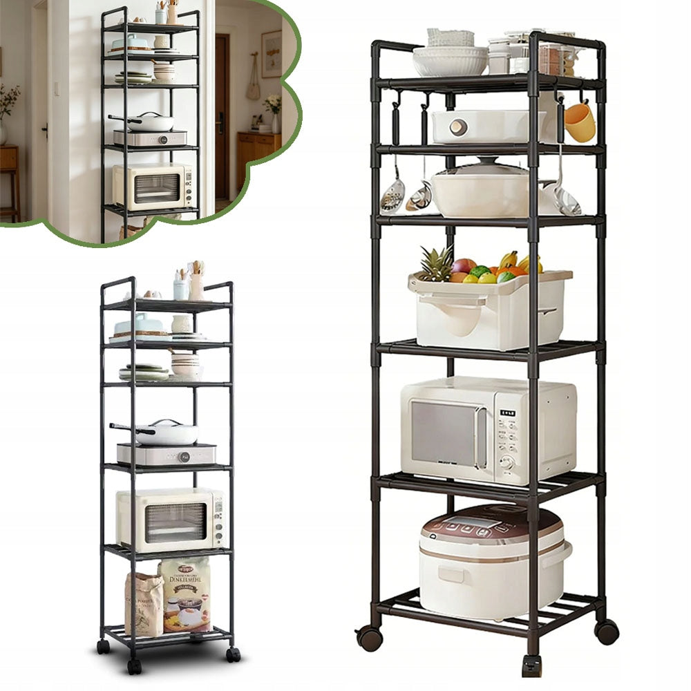 STORAGE RACK, STANDING BOOKCASE FOR LIVING ROOM, MOBILE KITCHEN SHELF