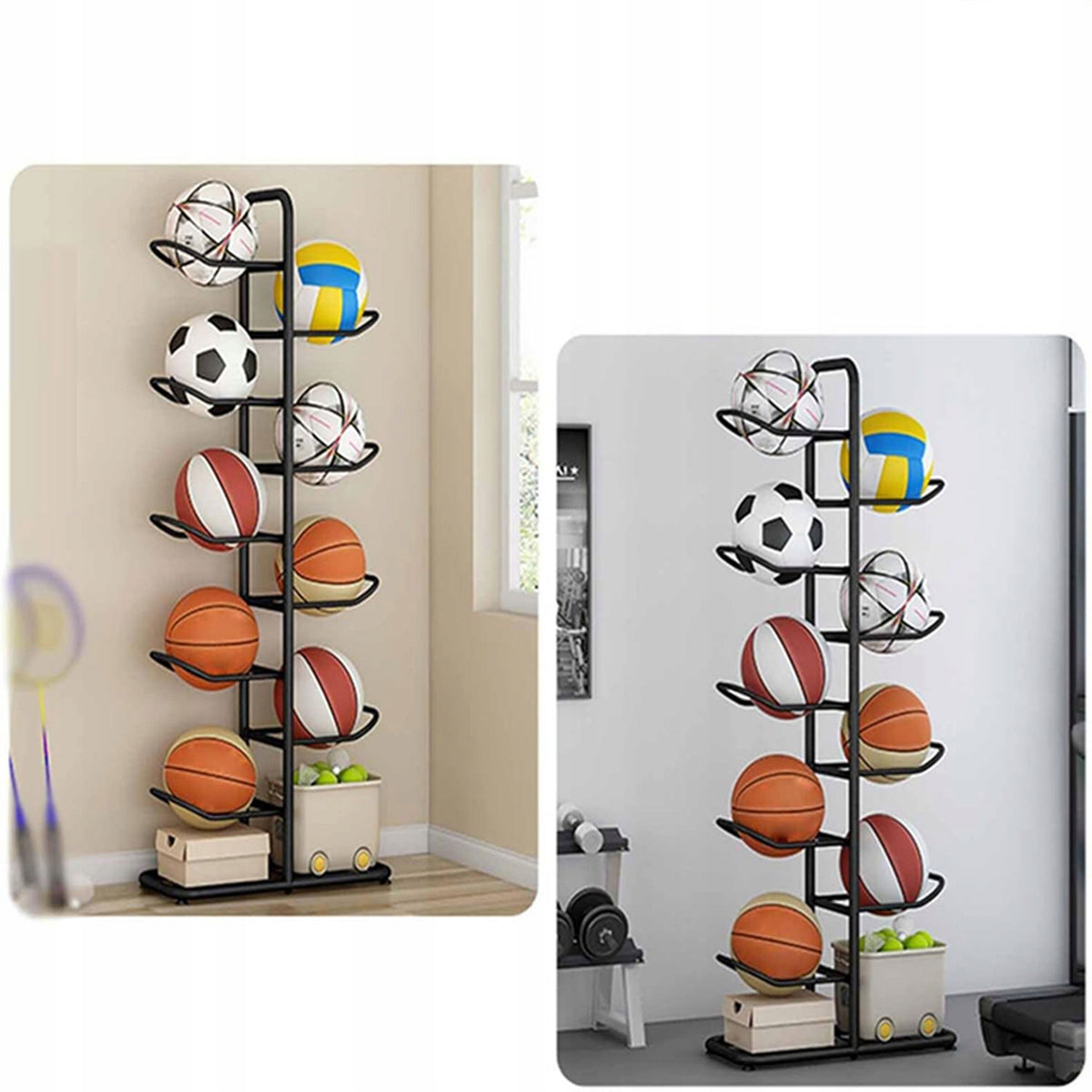 STORAGE RACK WITH VERTICAL DESIGN FOR 9 BASKETBALLS Furniture depth 23.5 cm