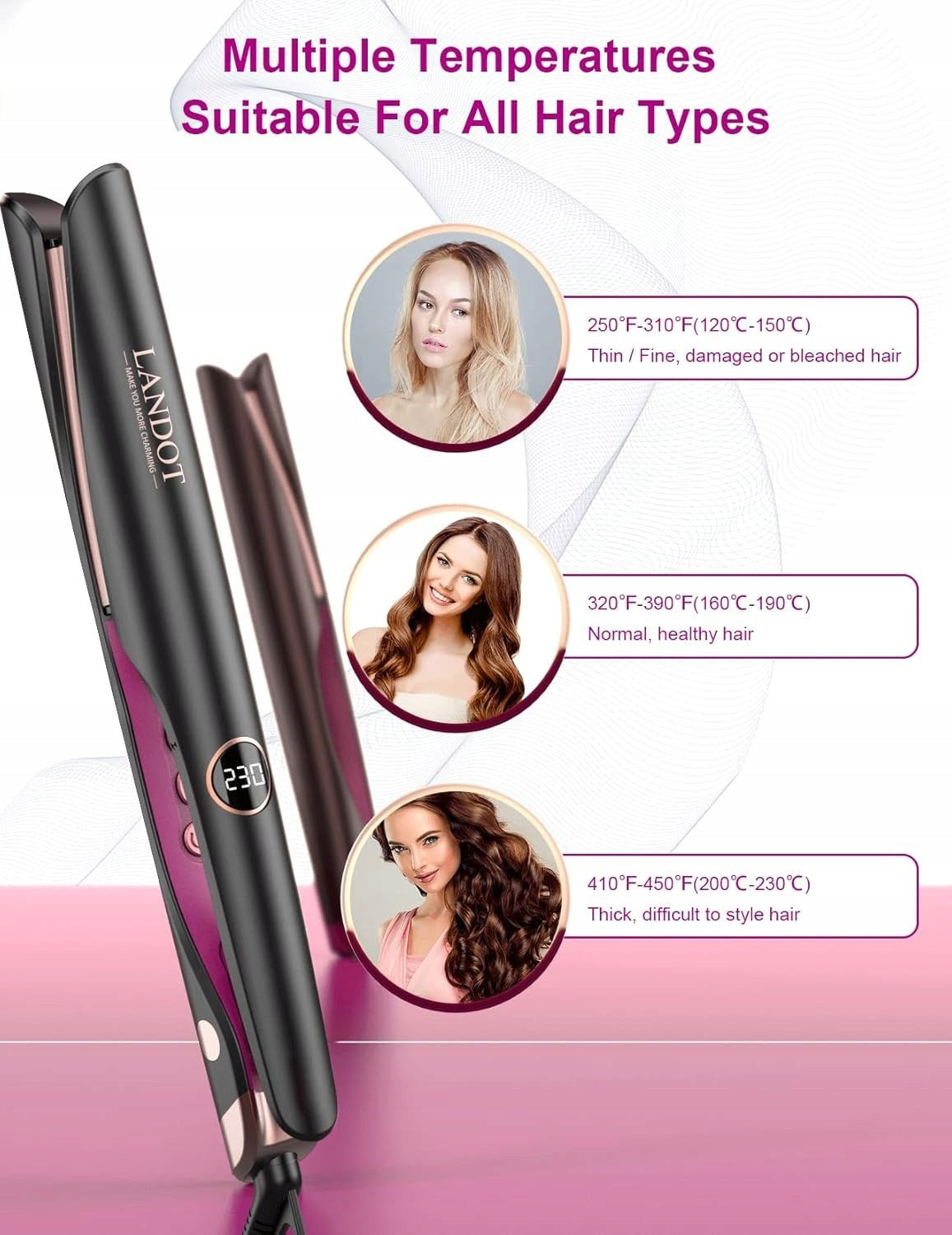 STRAIGHTENER AND CURLING IRON FOR HAIR 2in1 LANDOT TITANIUM TEMP REGULATION 120-230° Brand no brand