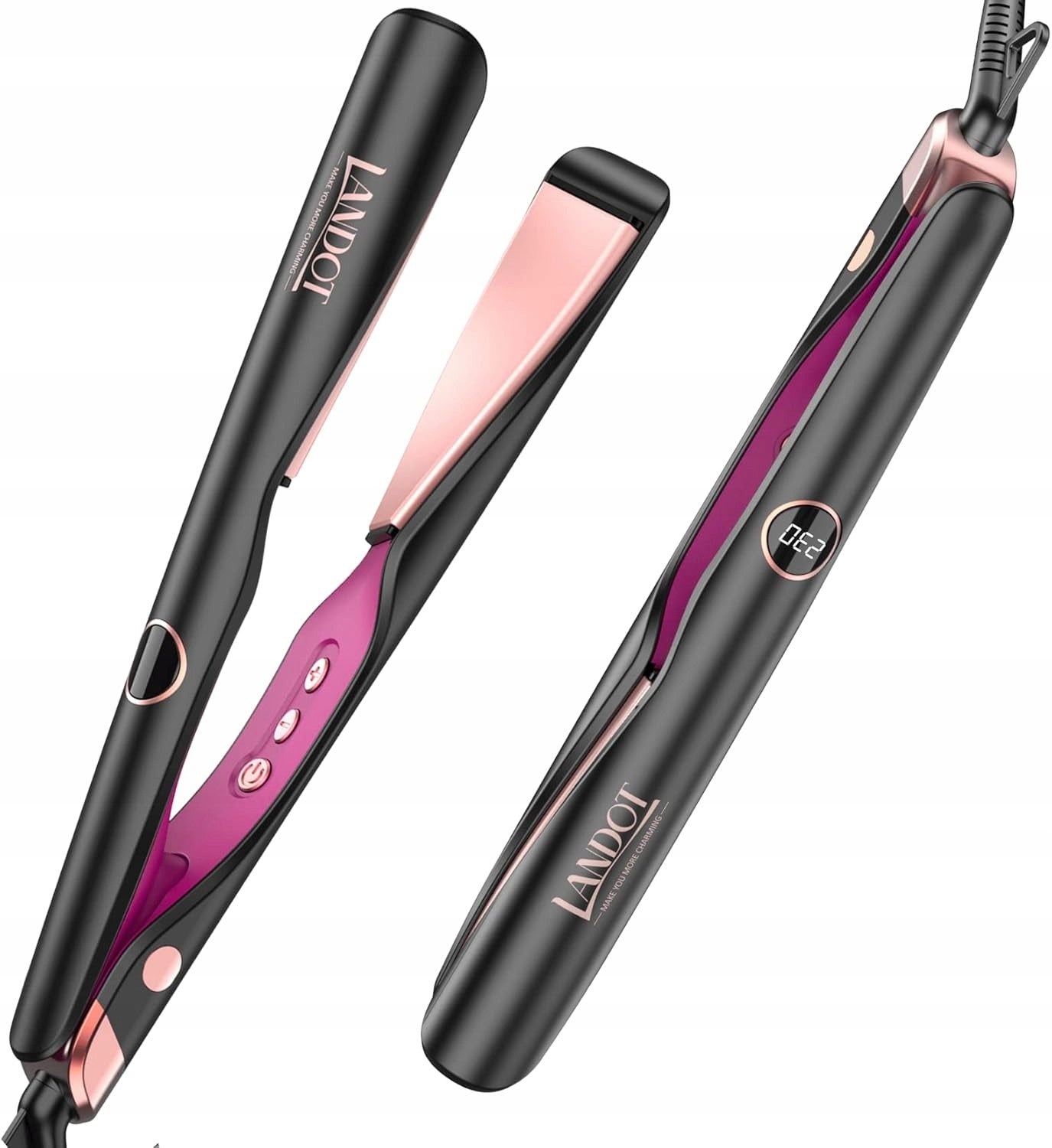 STRAIGHTENER AND CURLING IRON FOR HAIR 2in1 LANDOT TITANIUM TEMP REGULATION 120-230°