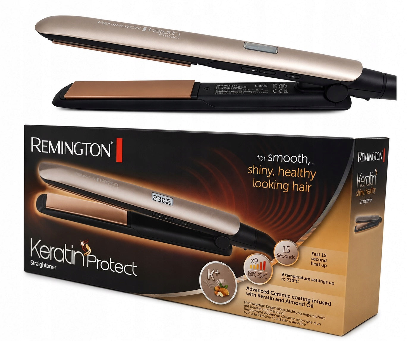 STRAIGHTENER REMINGTON KERATIN CERAMIC THERAPY PRO S8540 Packaging status original
