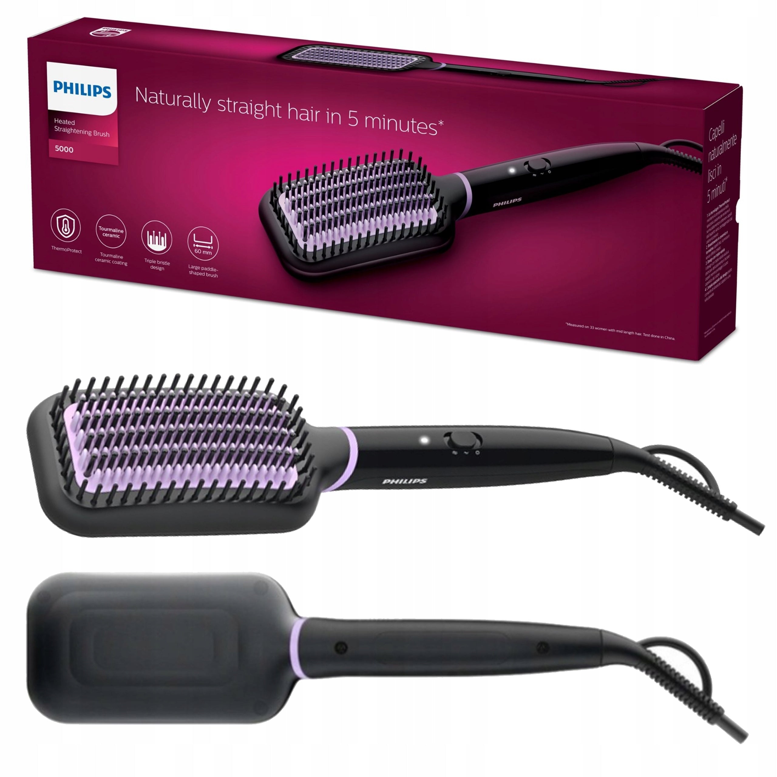 STRAIGHTENING BRUSH PHILIPS STRAIGHTENER WITH IONIZATION FOR HAIR THERMOBRUSH
