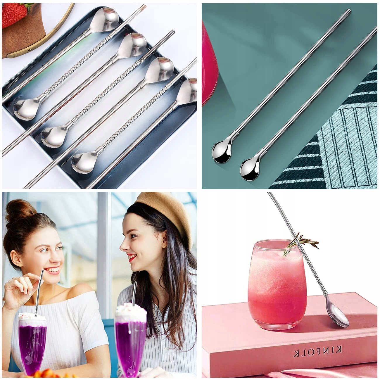 STRAWS METAL TEASPOONS LONG spoons for COFFEE AND DRINKS LATTE DESSERTS 16pcs EAN (GTIN) 5907076455374