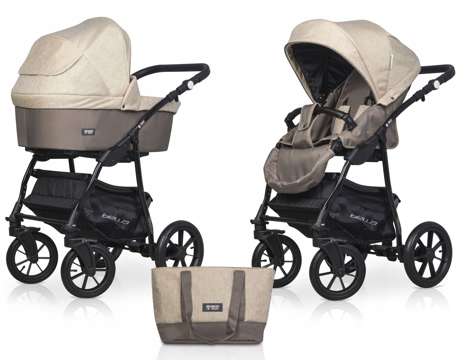 STROLLER 2IN1 CHILDREN BELLA RIKO BASIC PUMPED WHEELS WARMER BAG SET