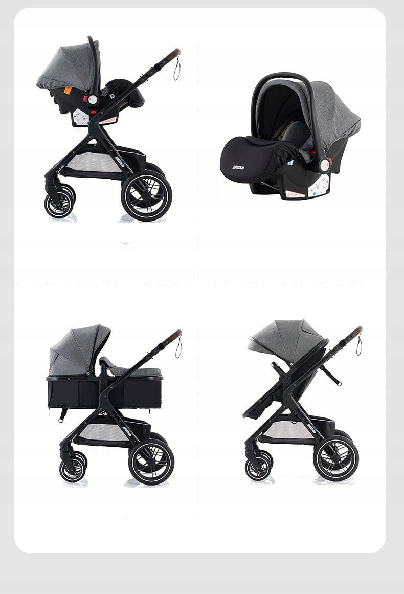 STROLLER 4IN1 BEIGE - BLACK GONDOLA STROLLER SEAT AKCESORIA EQUIPMENT Brand no brand