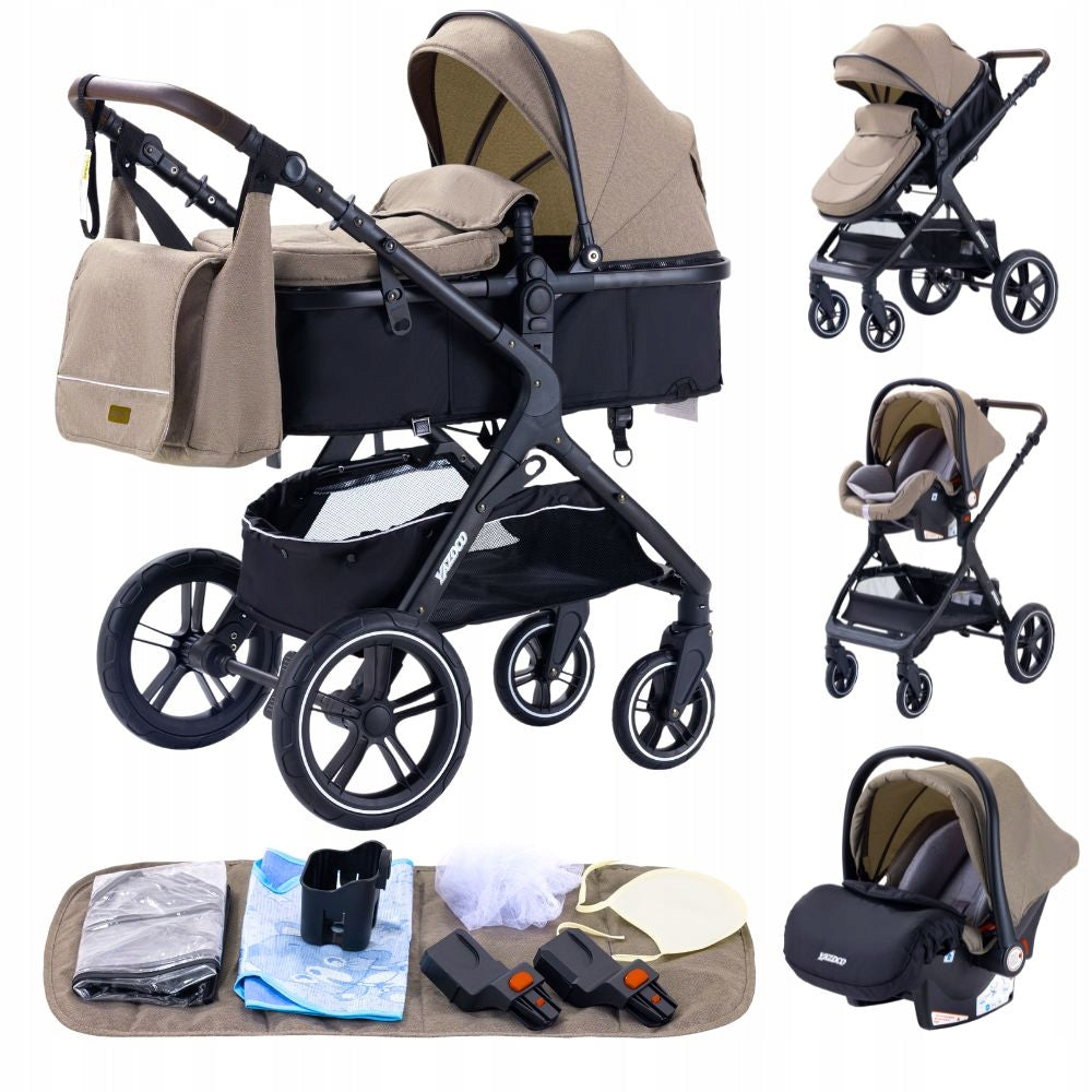 STROLLER 4IN1 BEIGE - BLACK GONDOLA STROLLER SEAT AKCESORIA EQUIPMENT