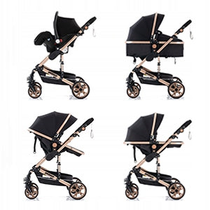 STROLLER 4IN1 BLACK AND GOLD GONDOLA STROLLER SEAT AKCESORIA EQUIPMENT Brand no brand
