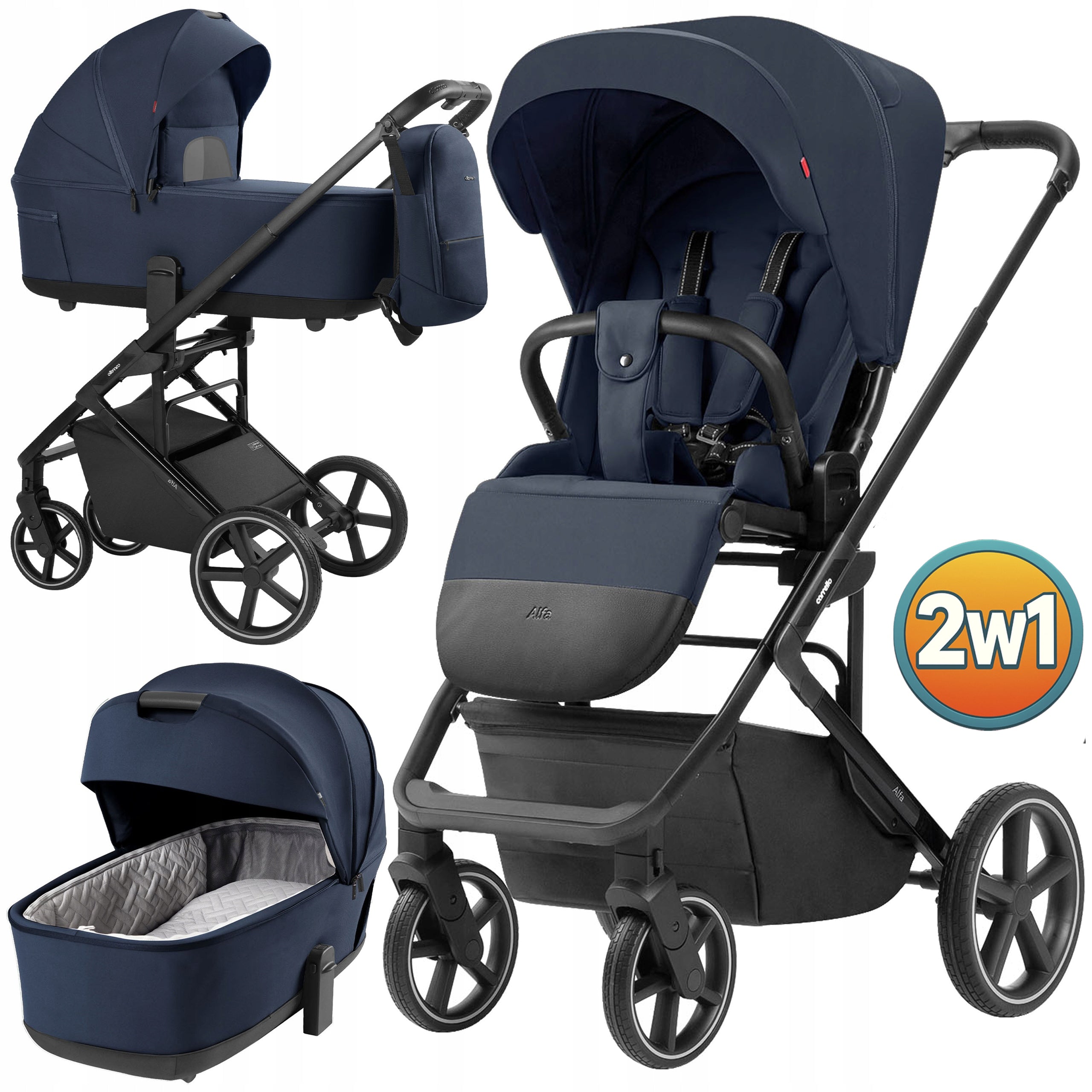 STROLLER CARRELLO STROLLER GONDOLA LARGE WHEELS 2in1 0-22 KG ACCESSORIES