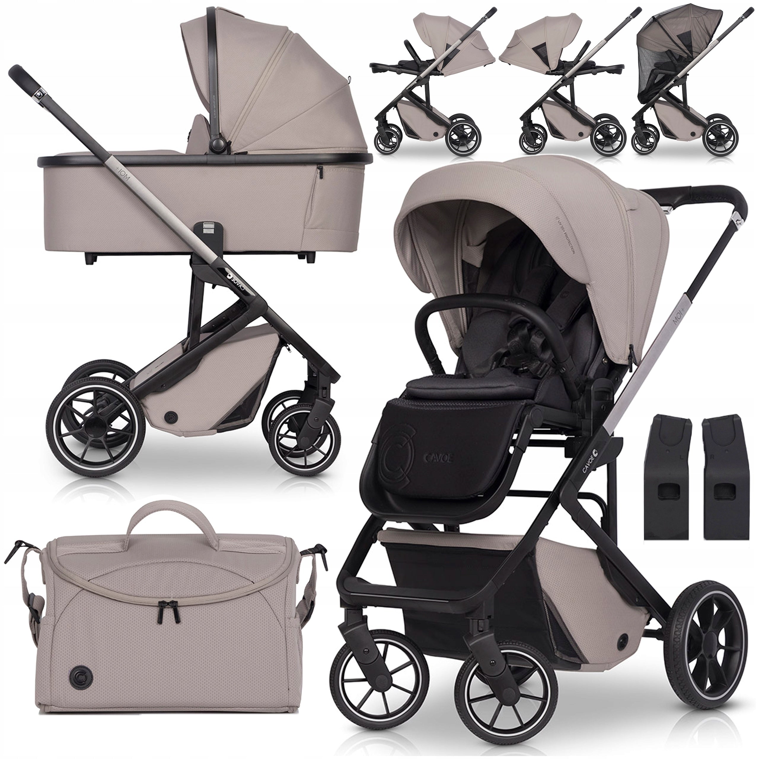 STROLLER CHILDREN SEAT 360° + GONDOLA 3in1 ACCESSORIES BAG 0-22