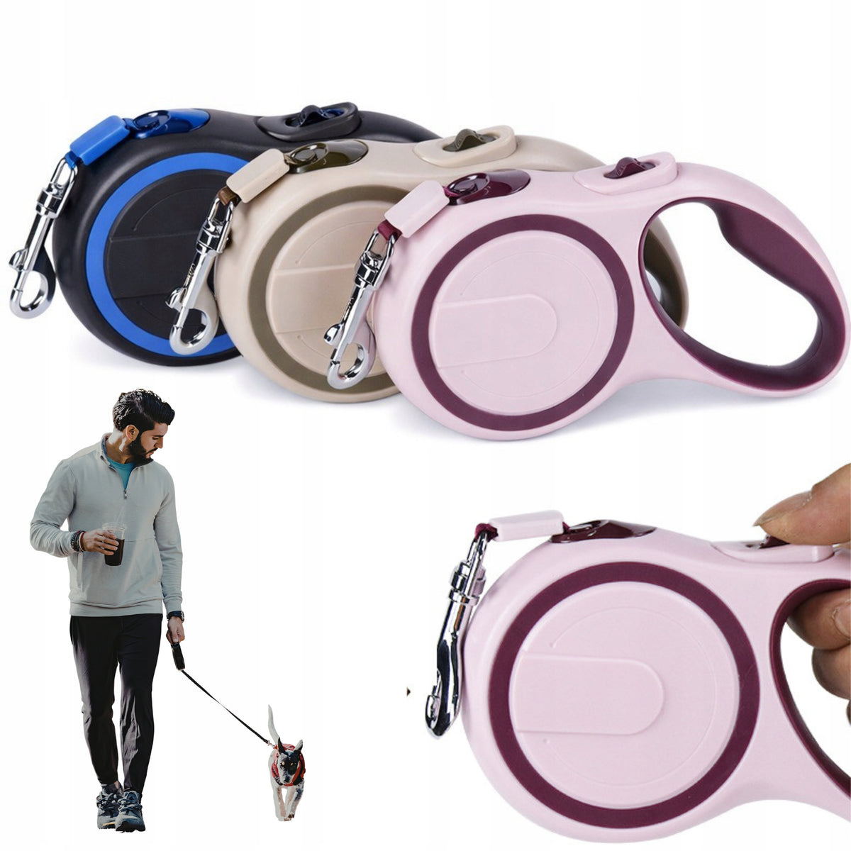 STRONG AUTOMATIC LEASH FOR DOG 15KG / LOCK TAPE 5 METERS Packaging status original