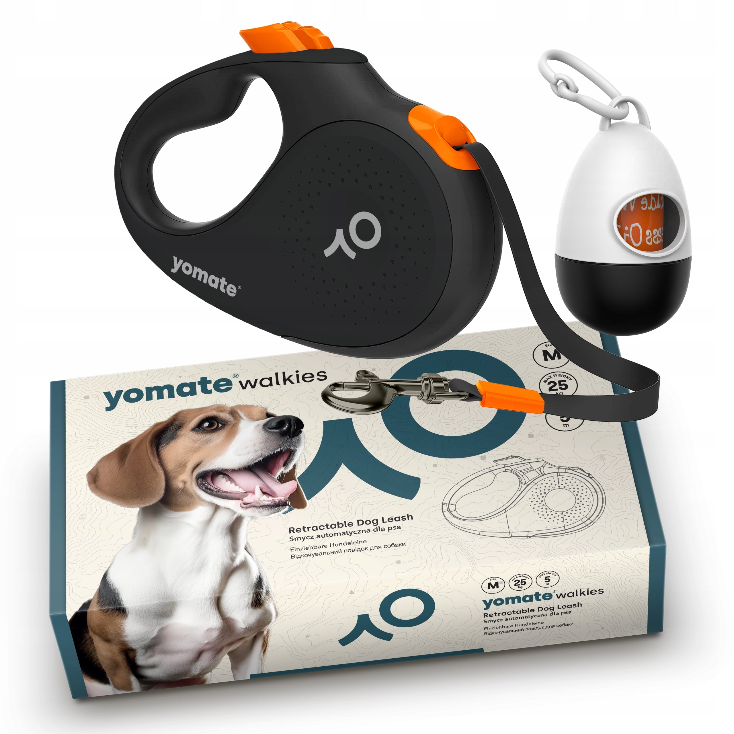 STRONG AUTOMATIC LEASH for DOG / up to 25 KG / LOCK / ROLLED / 5 Meters