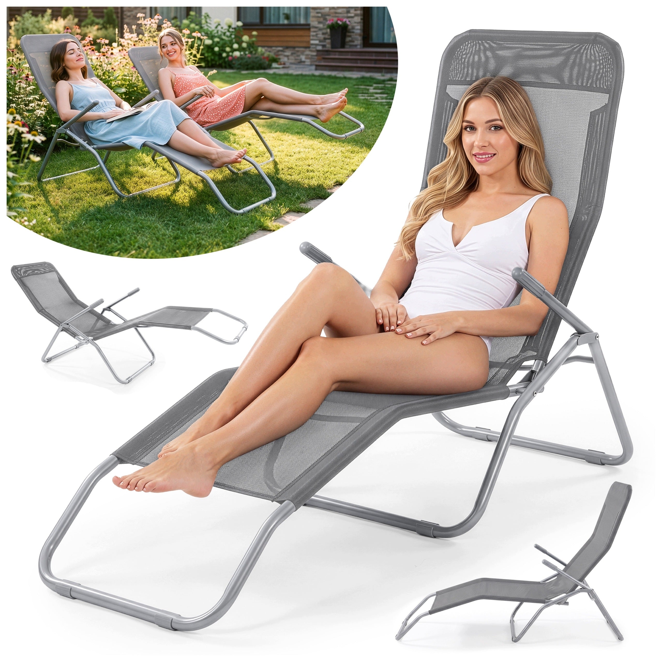 STRONG BEACH CHAIR FOLDING GRAVITY TOURIST CHAIR 180 CM