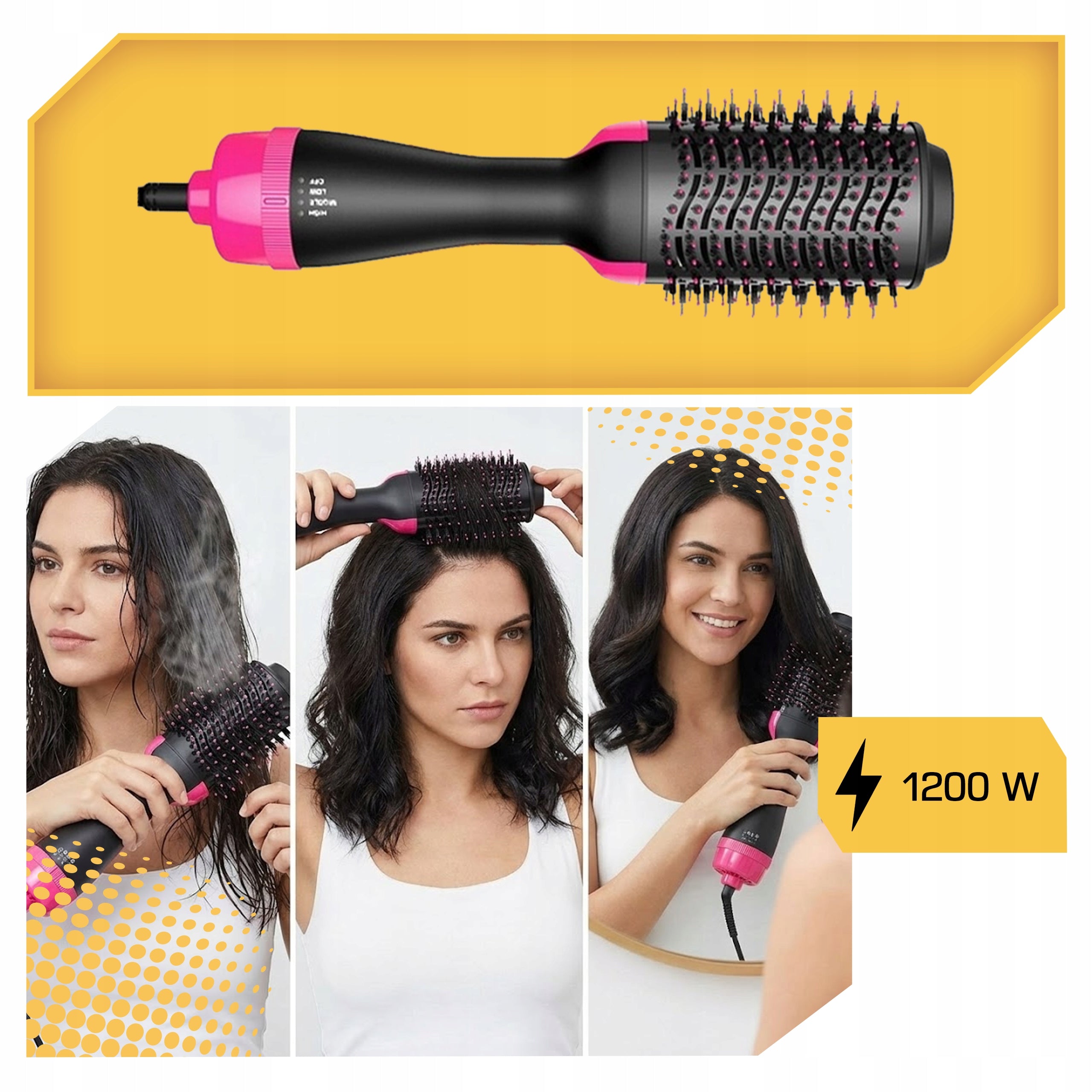 STRONG BRUSH DRYER 4IN1 HAIR CURLER STRAIGHTENER 1200W ROTATING Brand Lewer
