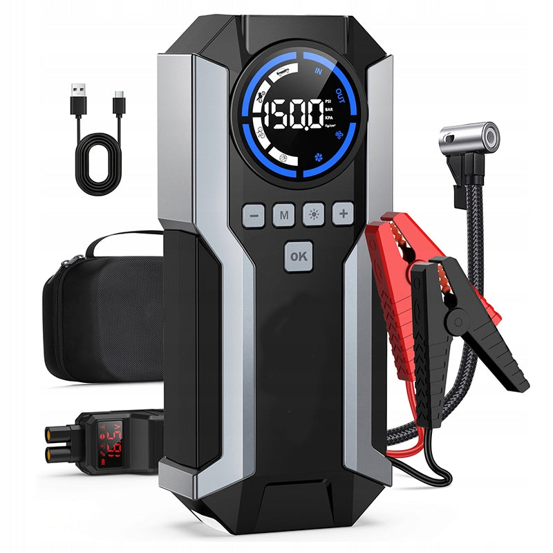 STRONG BUSTER BOOSTER 6000A JUMP STARTER WITH COMPRESSOR 10 BAR LCD