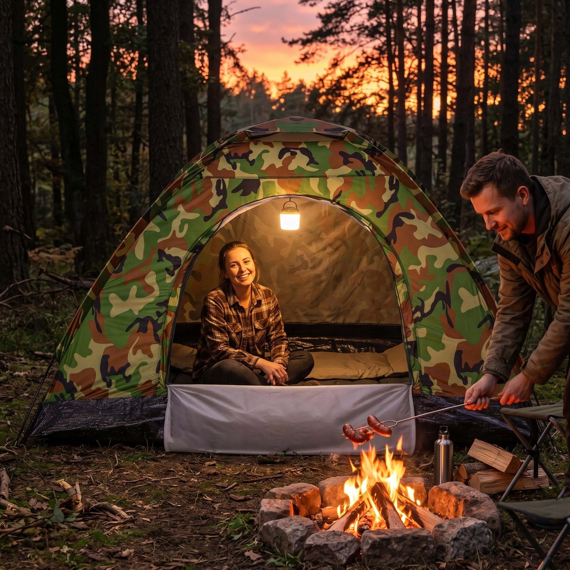 STRONG CAMPING TENT FOR CAMPING LARGE 2-PERSON IGLO 200x200cm Packaging status original