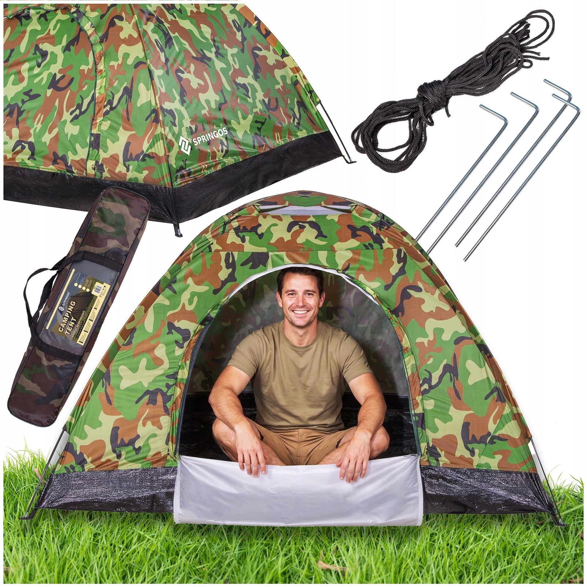 STRONG CAMPING TENT FOR CAMPING LARGE 2-PERSON IGLO 200x200cm
