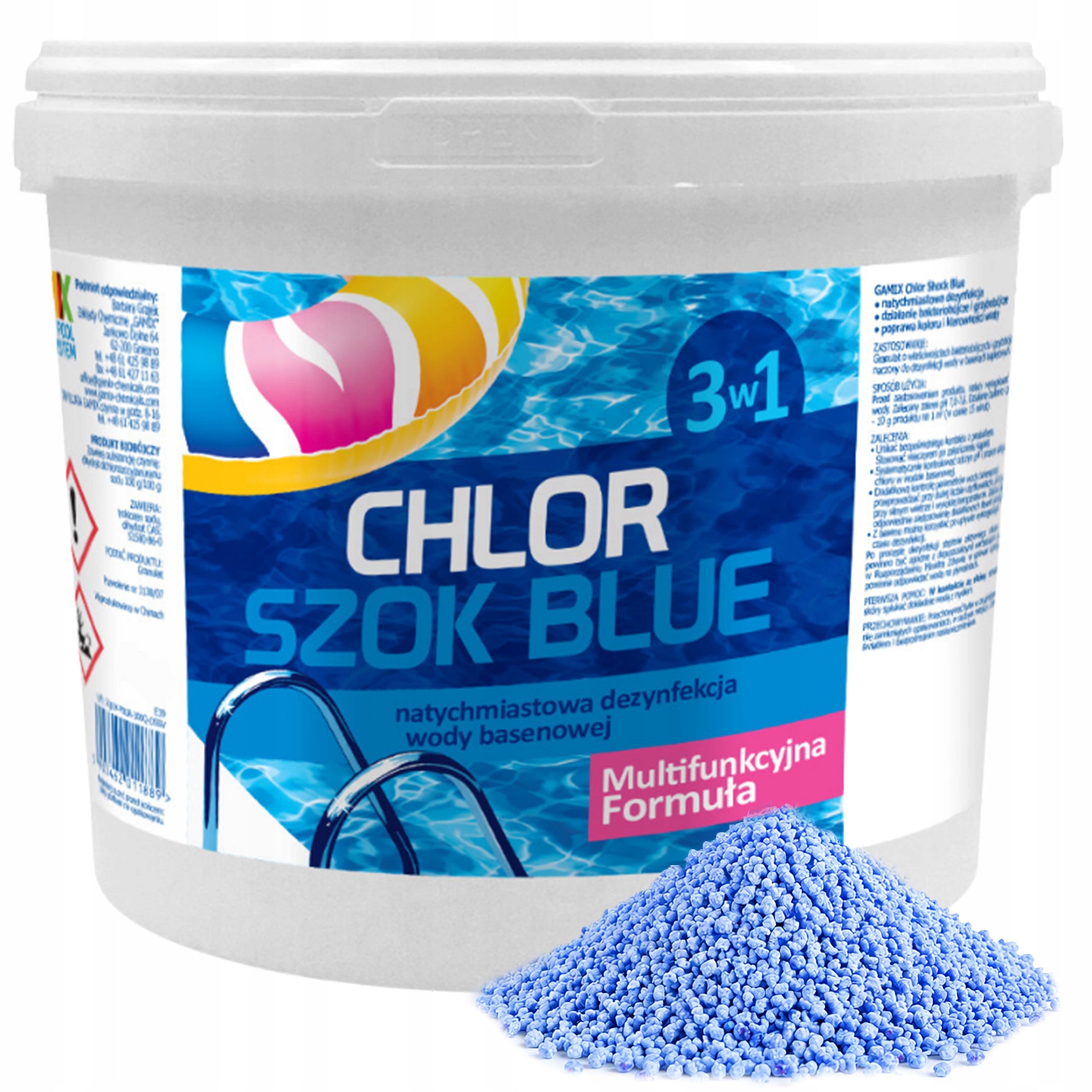 STRONG CHLORINE SHOCK BLUE FOR SWIMMING POOL GRANULES POOL CHEMISTRY GAMIX 5 KG Brand Gamix