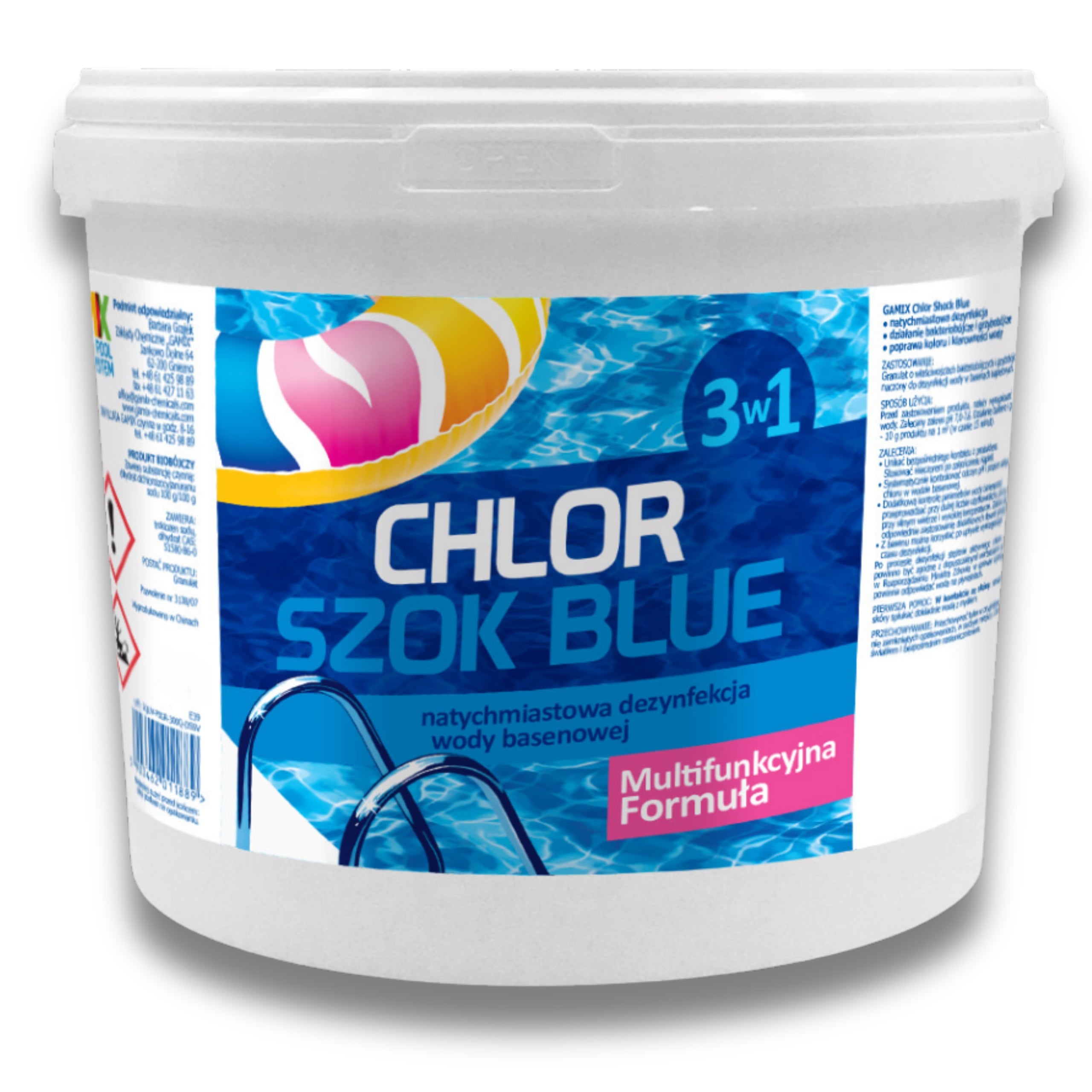 STRONG CHLORINE SHOCK BLUE FOR SWIMMING POOL GRANULES POOL CHEMISTRY GAMIX 5 KG Packaging status original