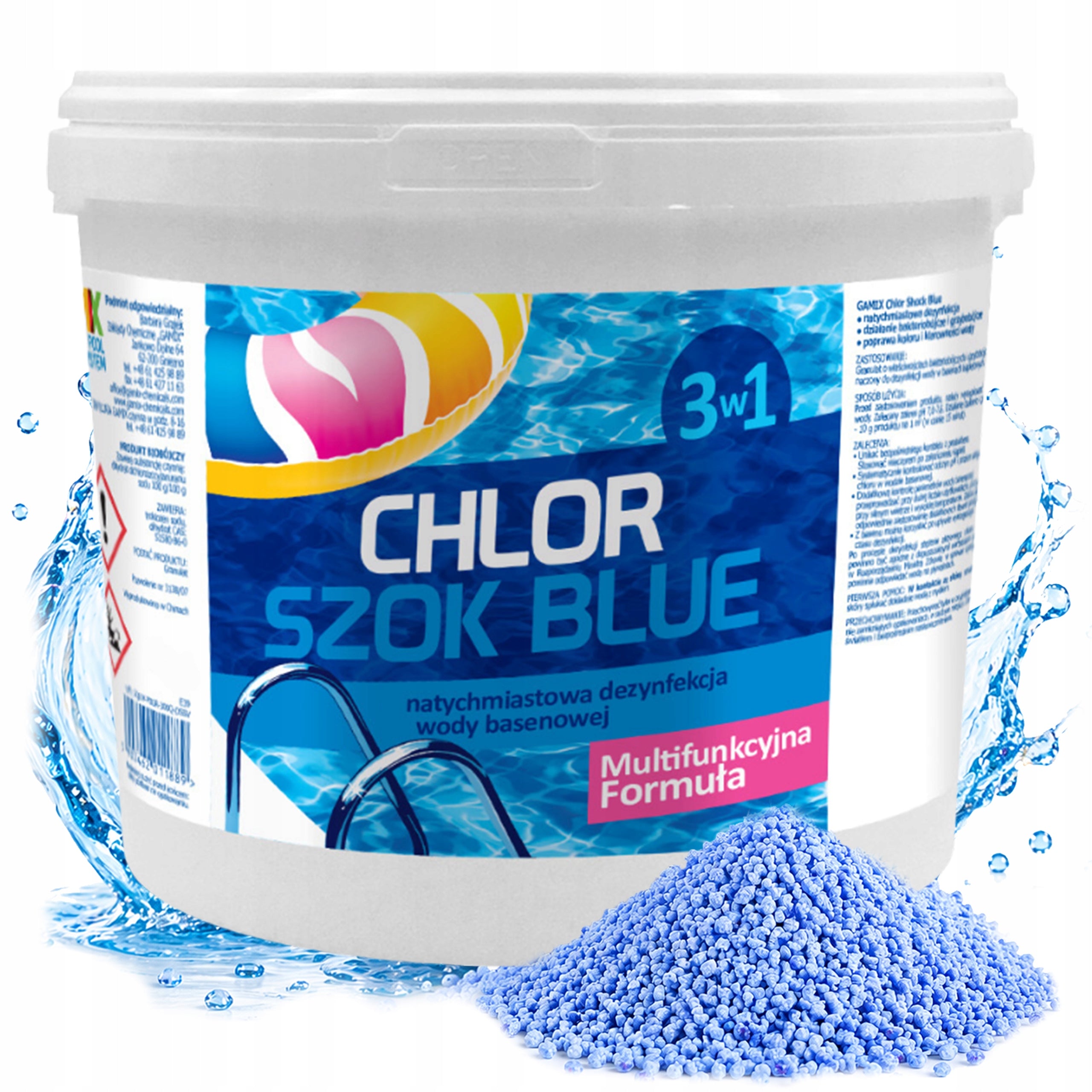 STRONG CHLORINE SHOCK BLUE FOR SWIMMING POOL GRANULES POOL CHEMISTRY GAMIX 5 KG