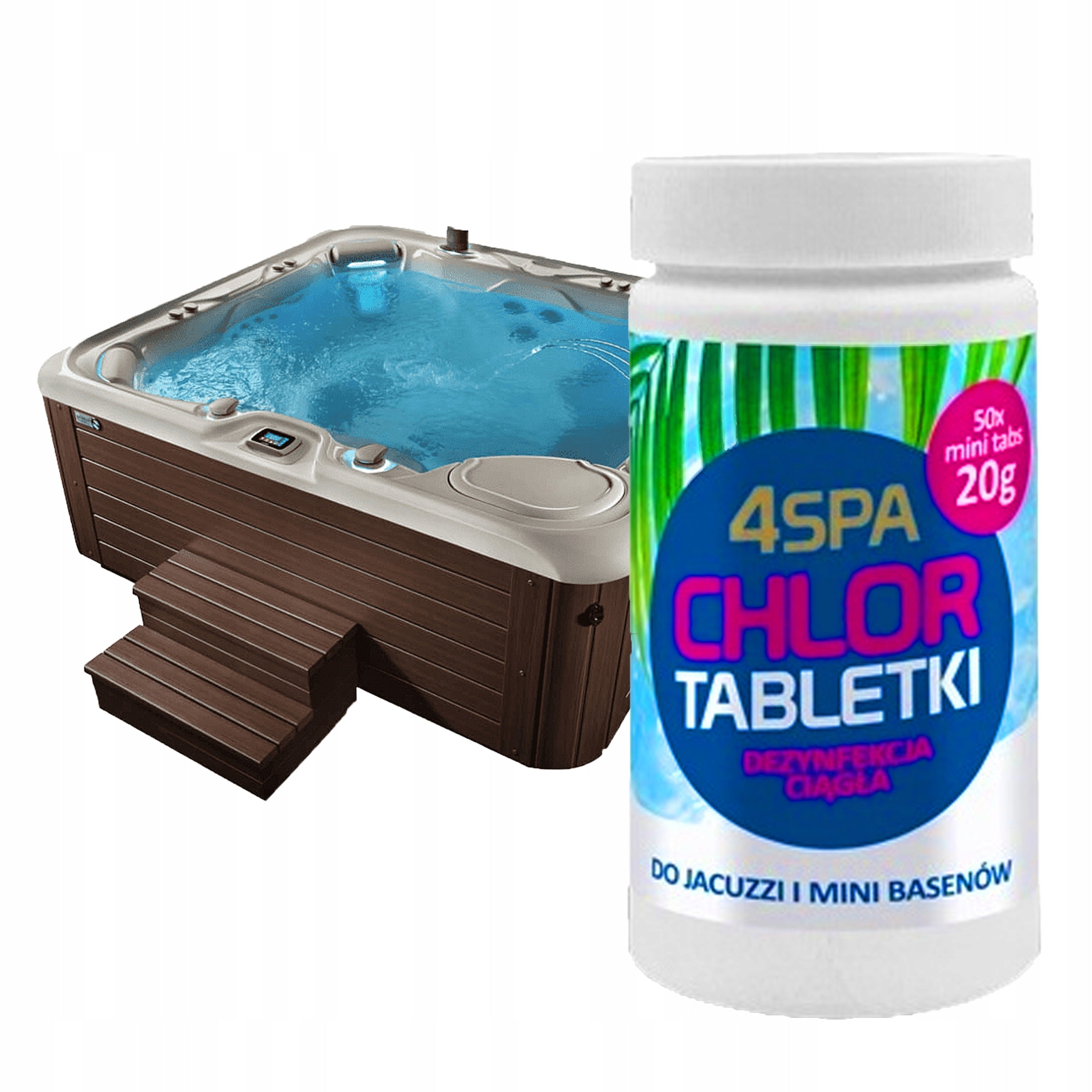 STRONG CHLORINE TABLETS FOR SWIMMING POOLS, JACUZZI, HYDROMASSAGE TUBES, SPA 4SPA 20G 1KG